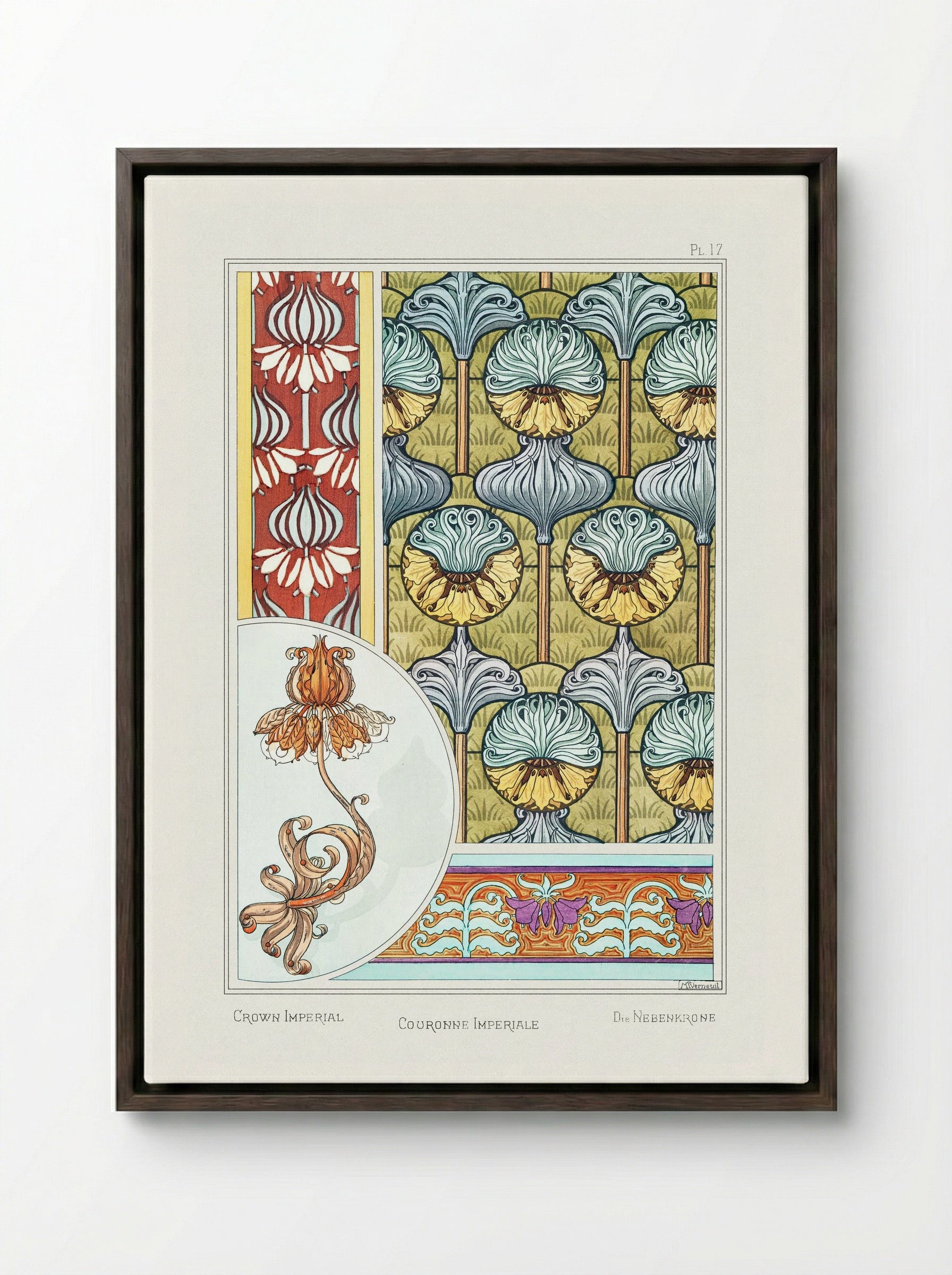 Couronne Impériale (Crown Imperial) from La Plante et ses Applications ornementales - Maurice Pillard Verneuil - Framed Canvas Dark Wood