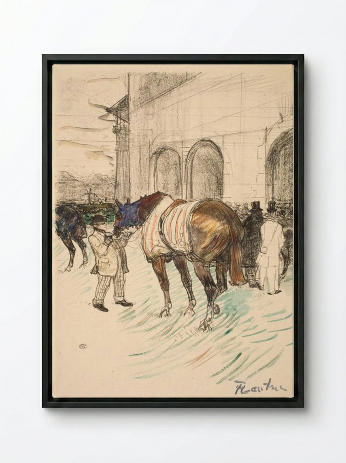The Racetrack - Henri de Toulouse-Lautrec - Framed Canvas Black