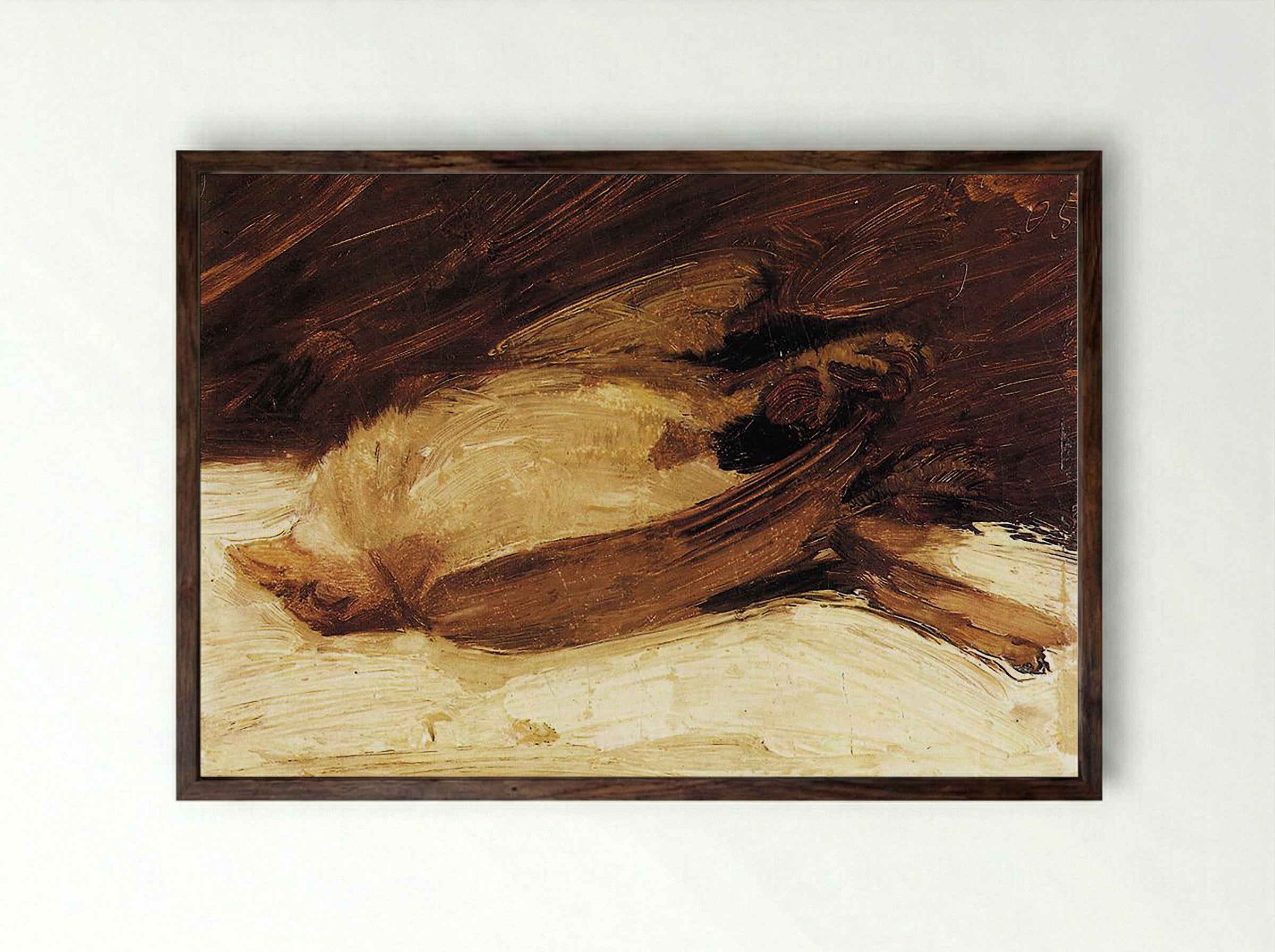 The Dead Sparrow - Théodule-Augustin Ribot - Framed Print Dark Wood