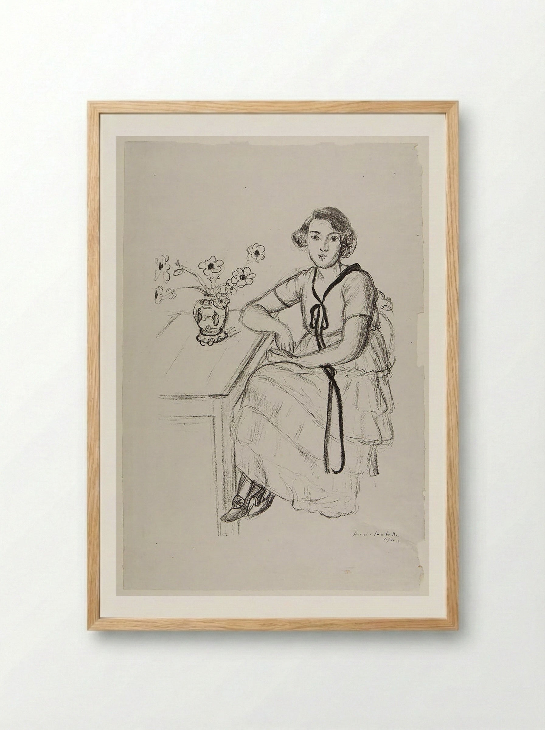 Woman Wearing a Ribbon - Henri Matisse - Framed Print Wood