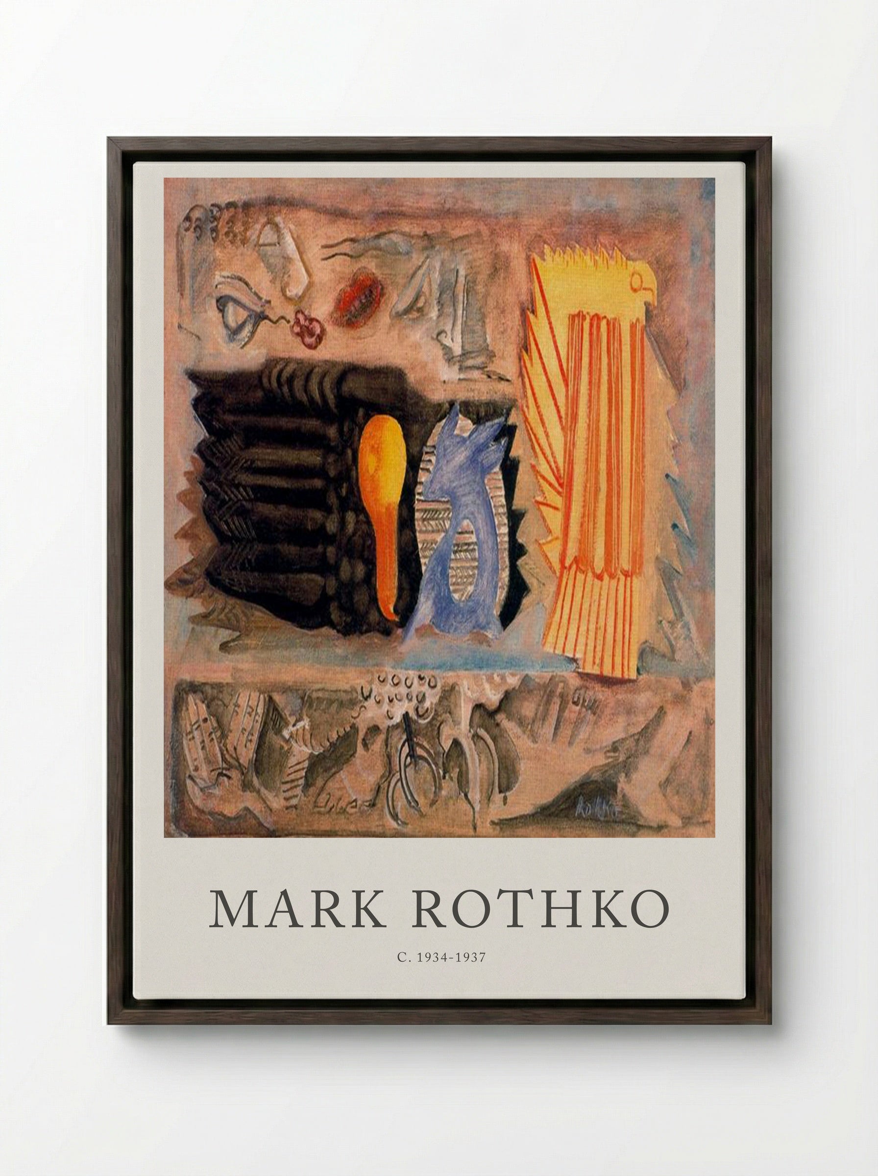 Untitled (Surrealist Composition) - Mark Rothko - Framed Canvas Dark Wood