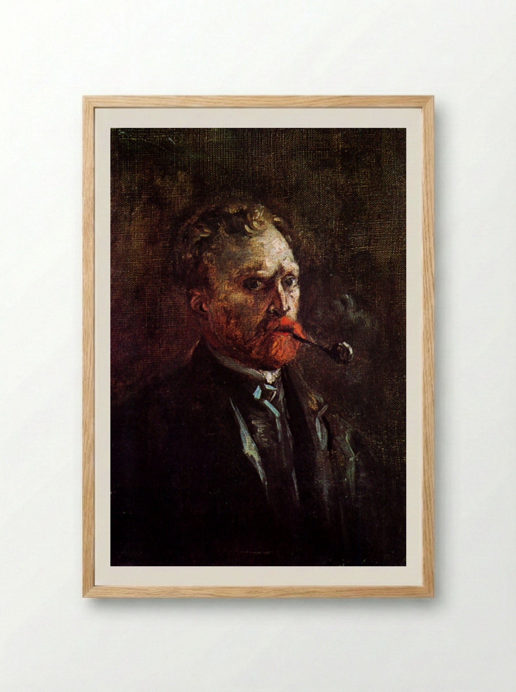 Self-Portrait with Pipe - Vincent van Gogh - Framed Print Wood