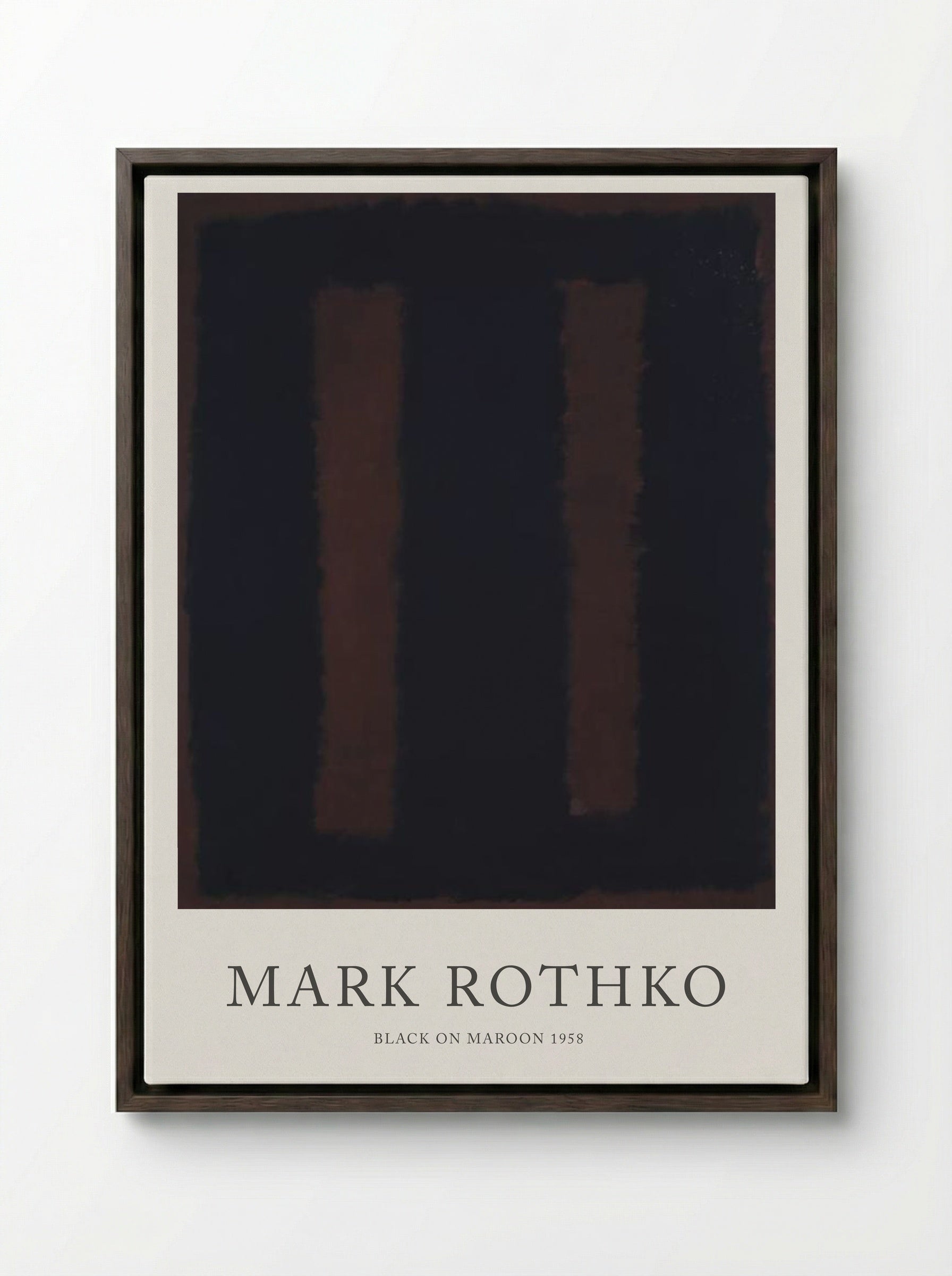 Black on Maroon - Mark Rothko - Framed Canvas Dark Wood