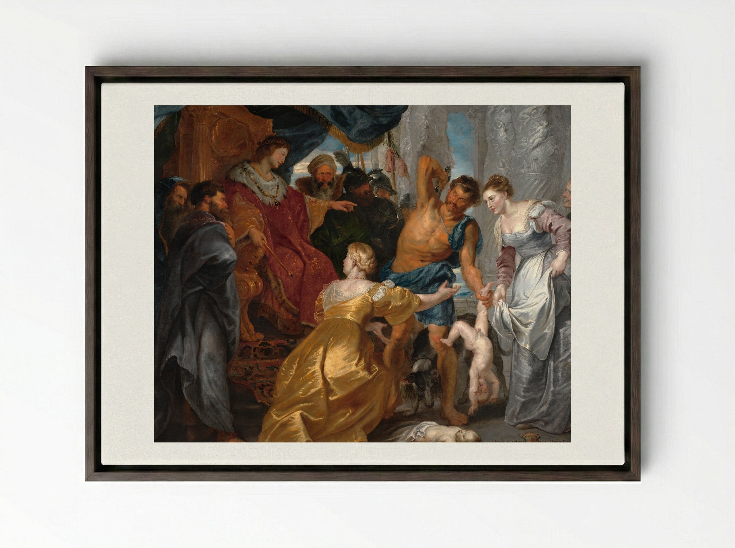 The Judgement of Solomon - Peter Paul Rubens - Framed Canvas Dark Wood
