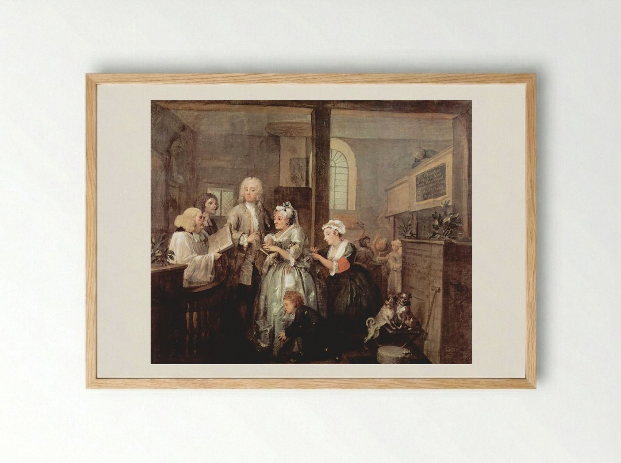 Marriage A-la-Mode, Plate 1: The Marriage Settlement - William Hogarth - Framed Print Wood
