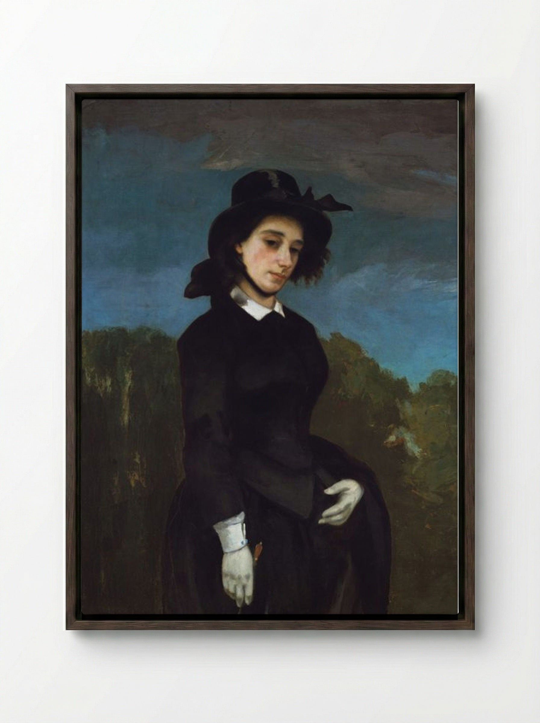 Woman in a Riding Habit ('L'Amazone') - Gustave Courbet - Framed Canvas Dark Wood