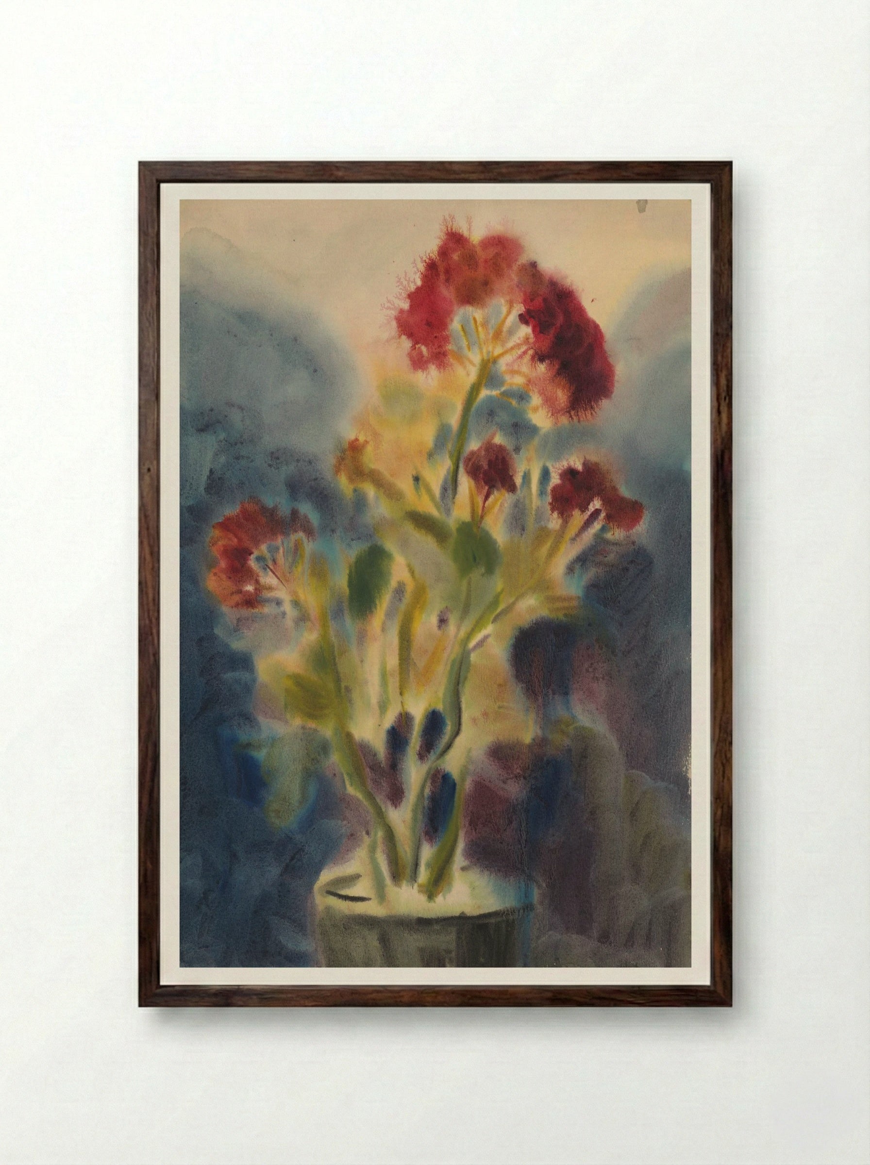 Red Flowers in Vase - Zolo Palugyay - Framed Print Dark Wood
