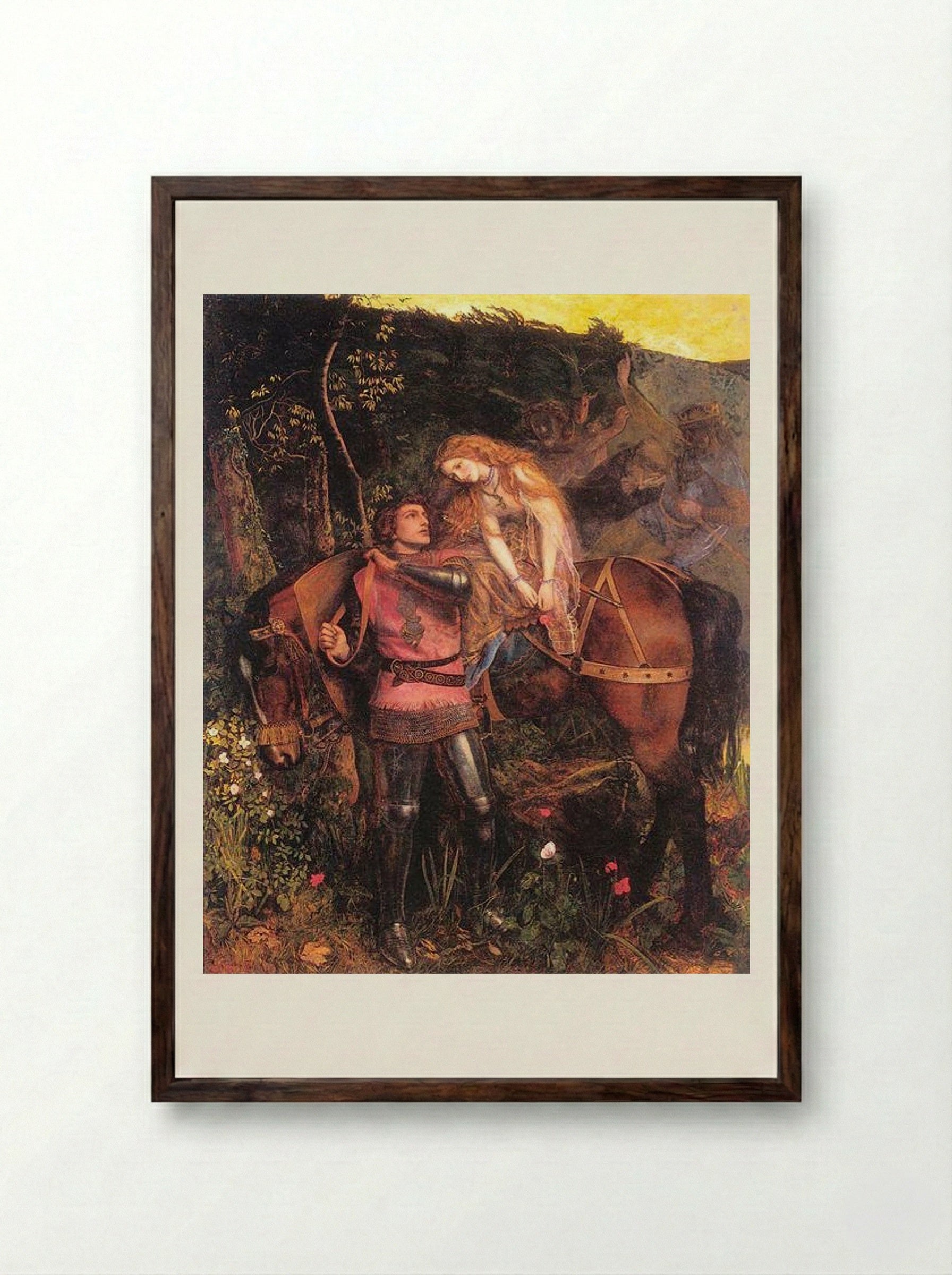 The Beautiful Lady Without Pity - Arthur Hughes - Framed Print Dark Wood