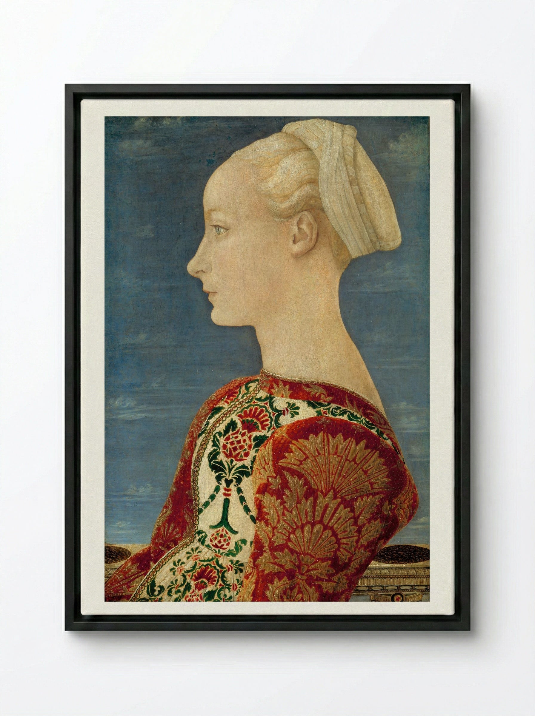 Profile Portrait of a Young Lady - Piero del Pollaiuolo - Framed Canvas Black