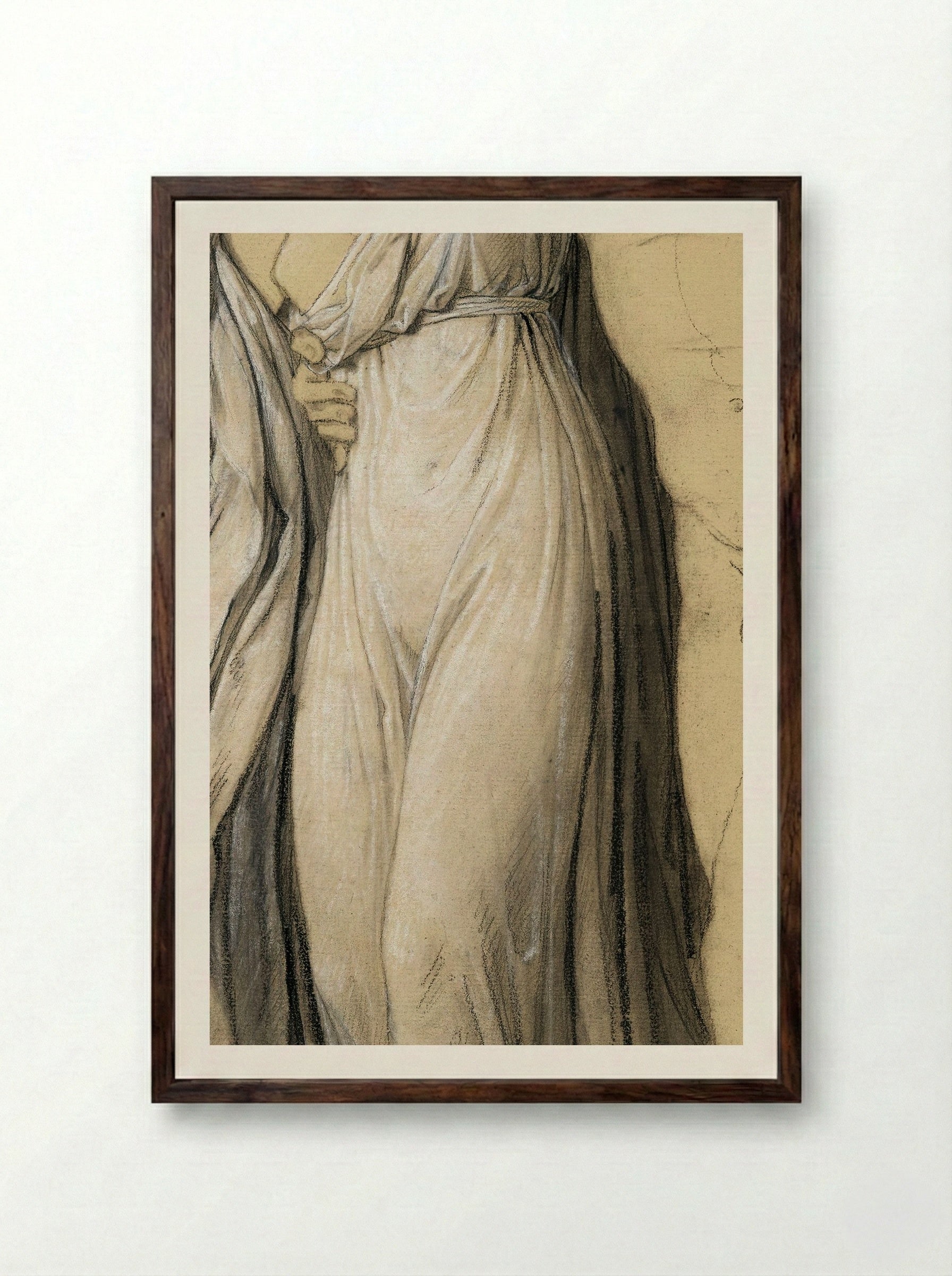 Drapery Study for Castor and Pollux Freeing Helen - Joseph-Ferdinand Lancrenon - Framed Print Dark Wood