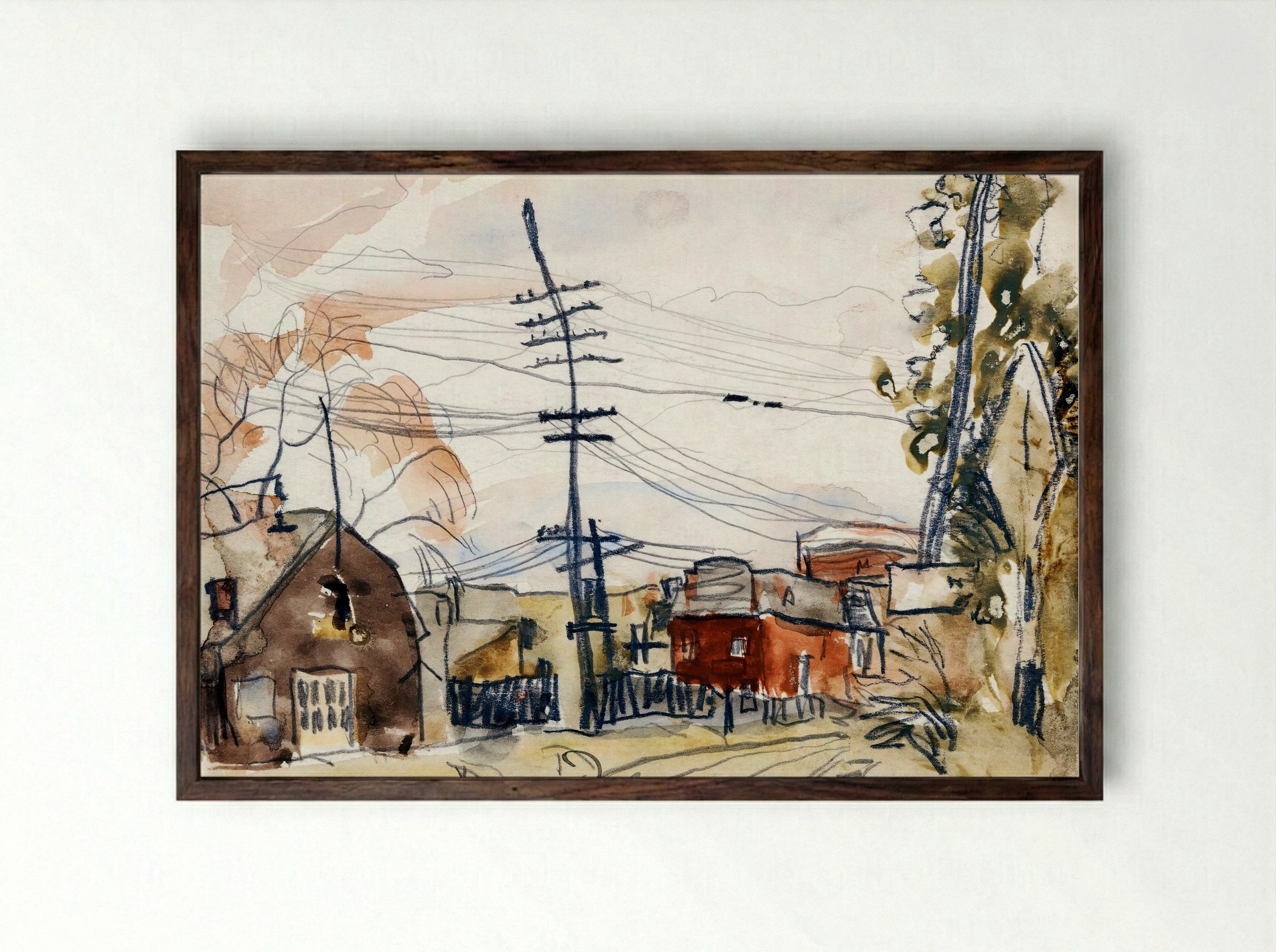 Fall Brook Railroad - Arthur Dove - Framed Print Dark Wood