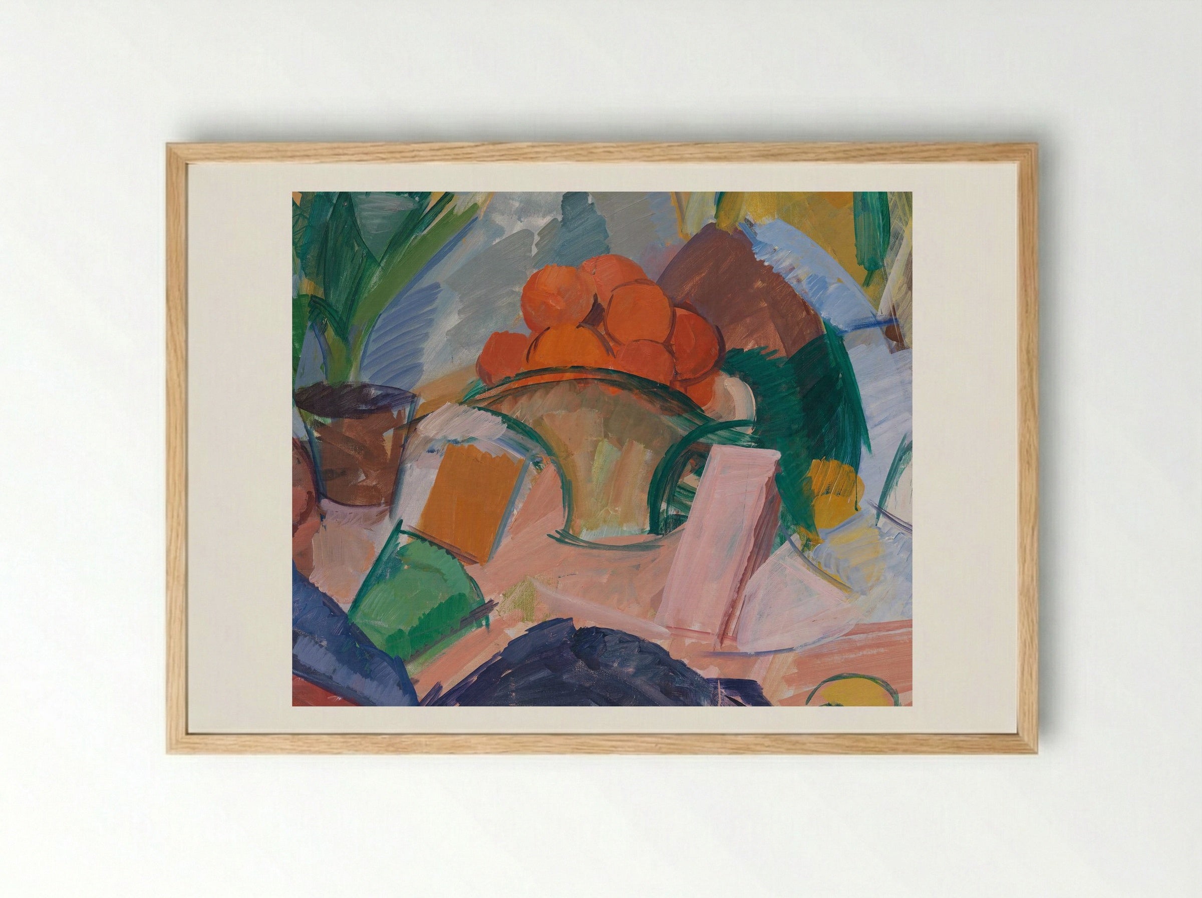 Still Life with Oranges in a Basket - Edvard Weie - Framed Print Wood