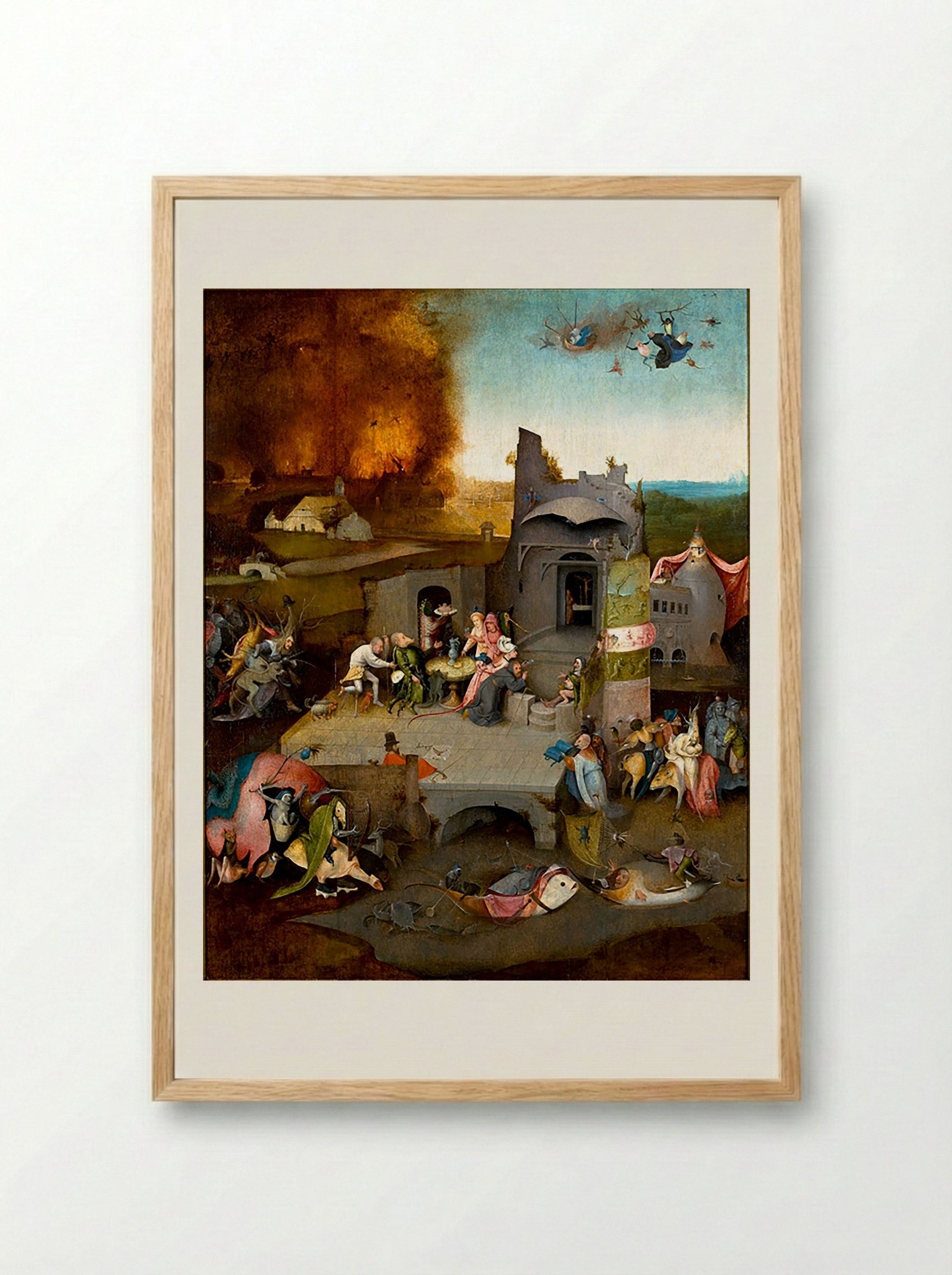 The Temptation of Saint Anthony - Hieronymus Bosch - Framed Print Wood