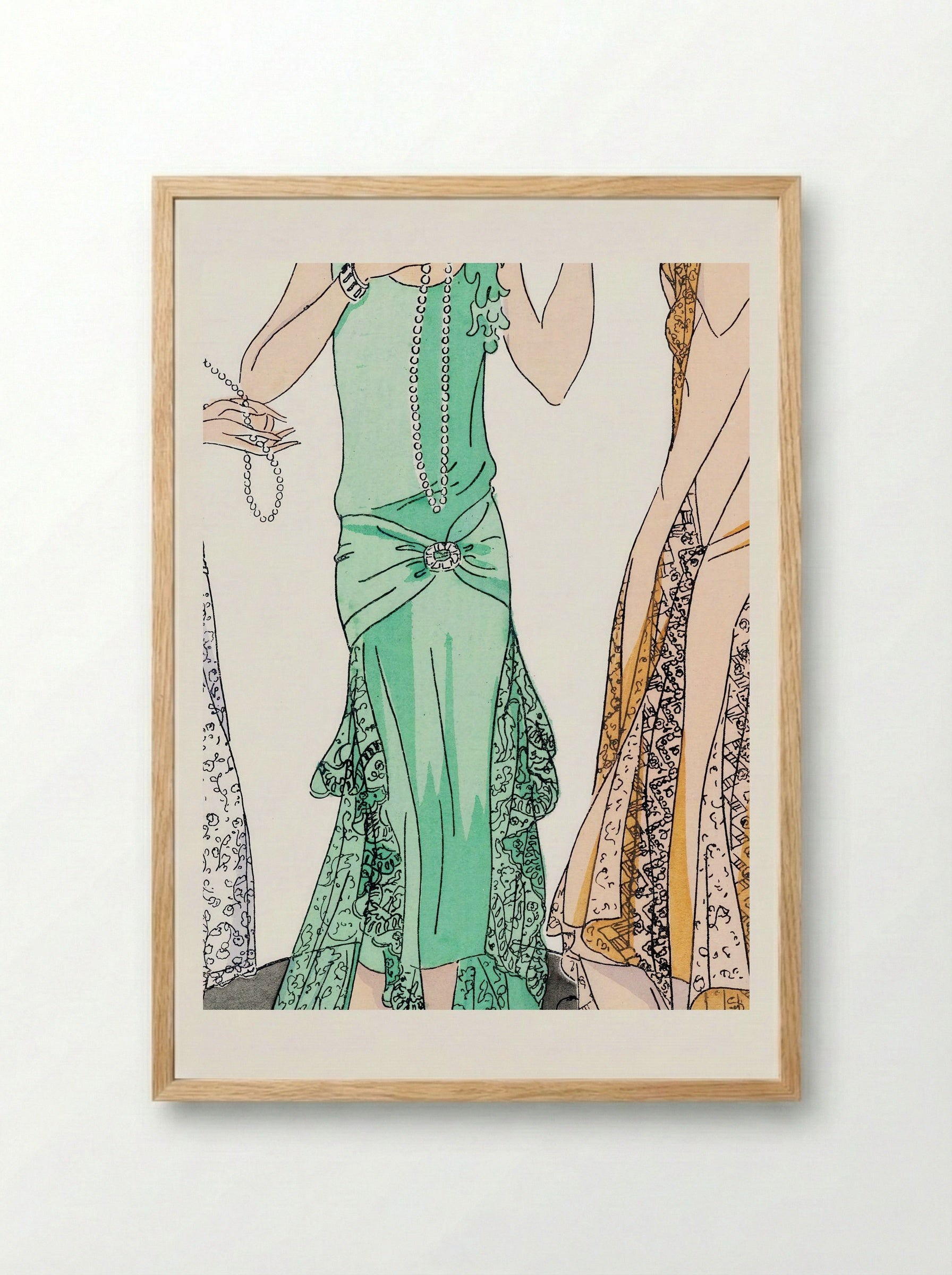 Three Evening Dresses with Lace - V. Racine - Framed Print Wood