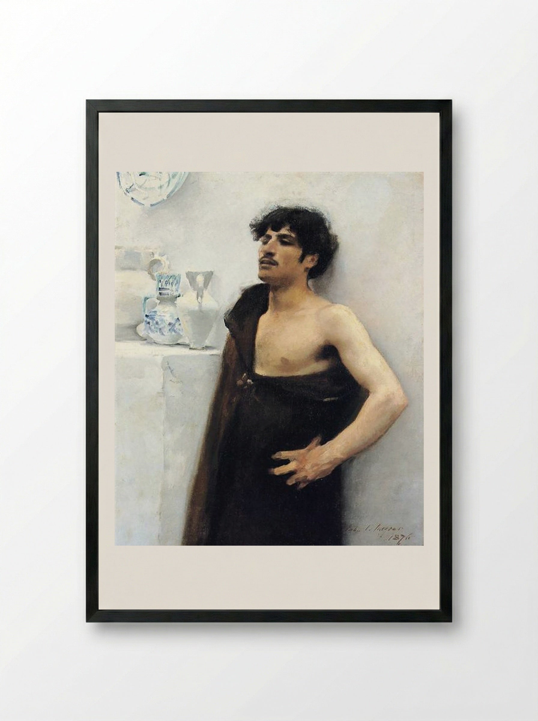 Young Man in Reverie - John Singer Sargent - Framed Print Black