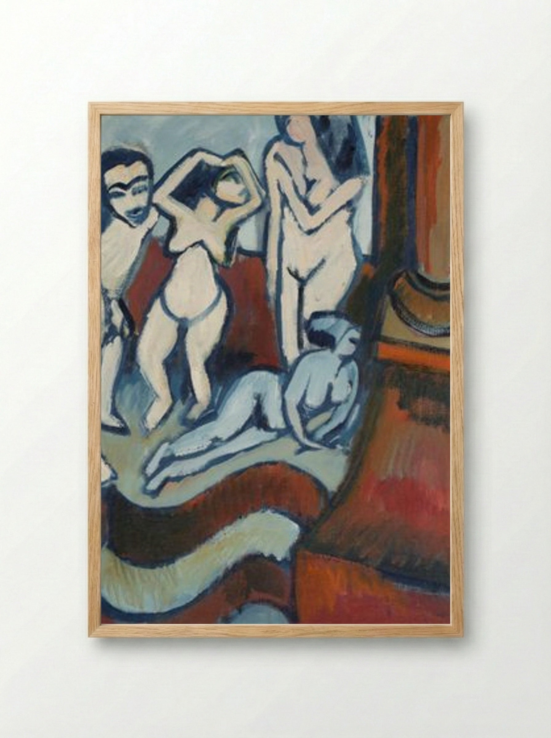 Four Wooden Sculptures - Ernst Ludwig Kirchner - Framed Print Wood