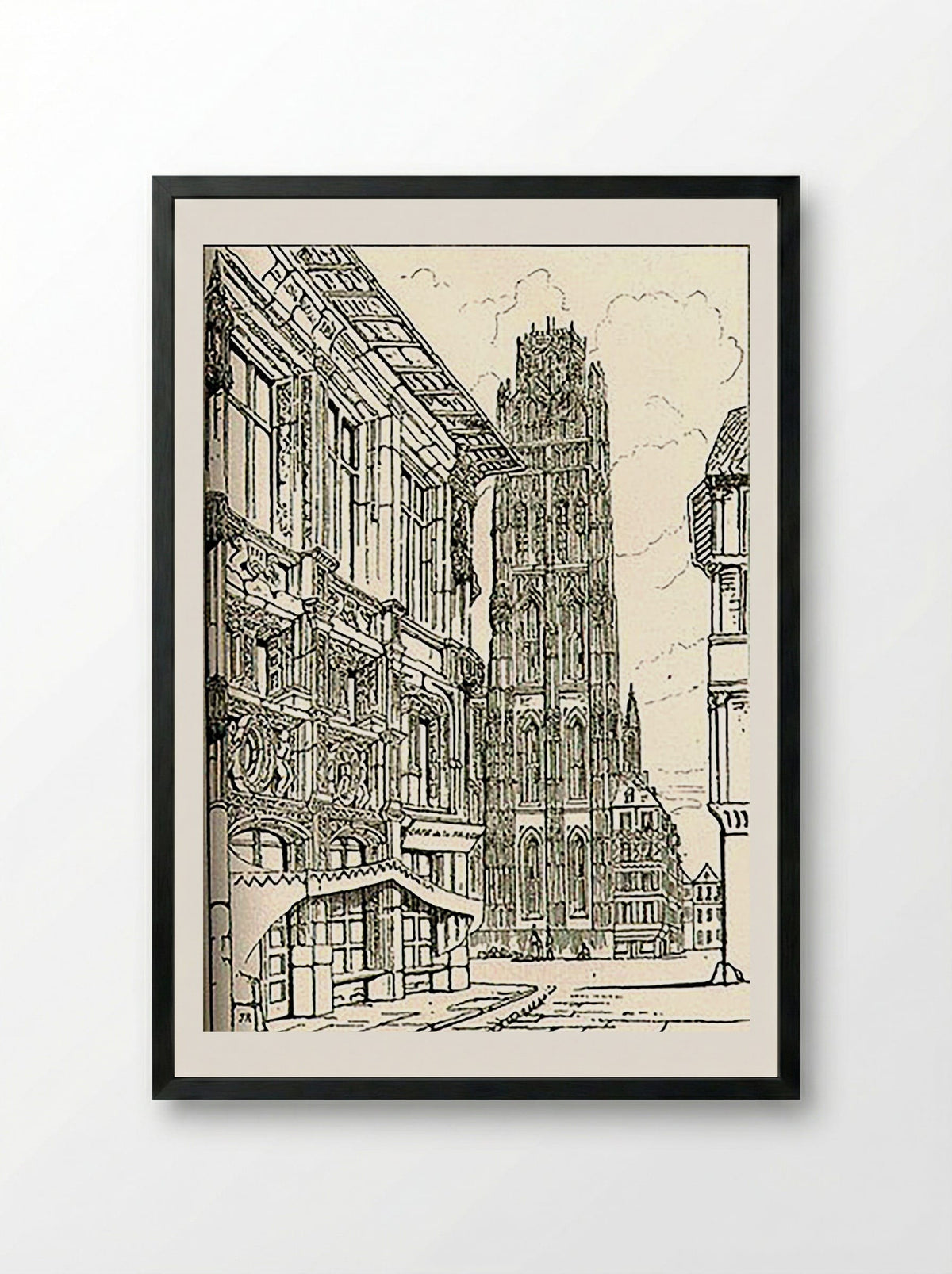 The Cathedral Spire, Rouen - Fine Art Print - Framed Print Black