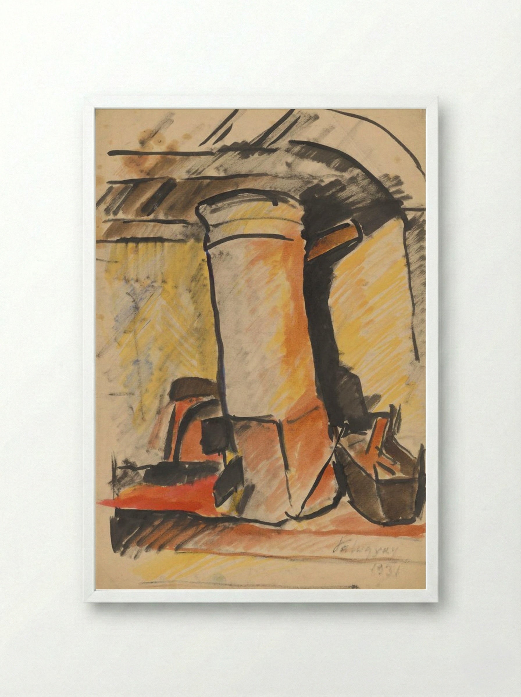 Study for a Still Life (Pitcher and Vessels) - Zolo Palugyay - Framed Print White
