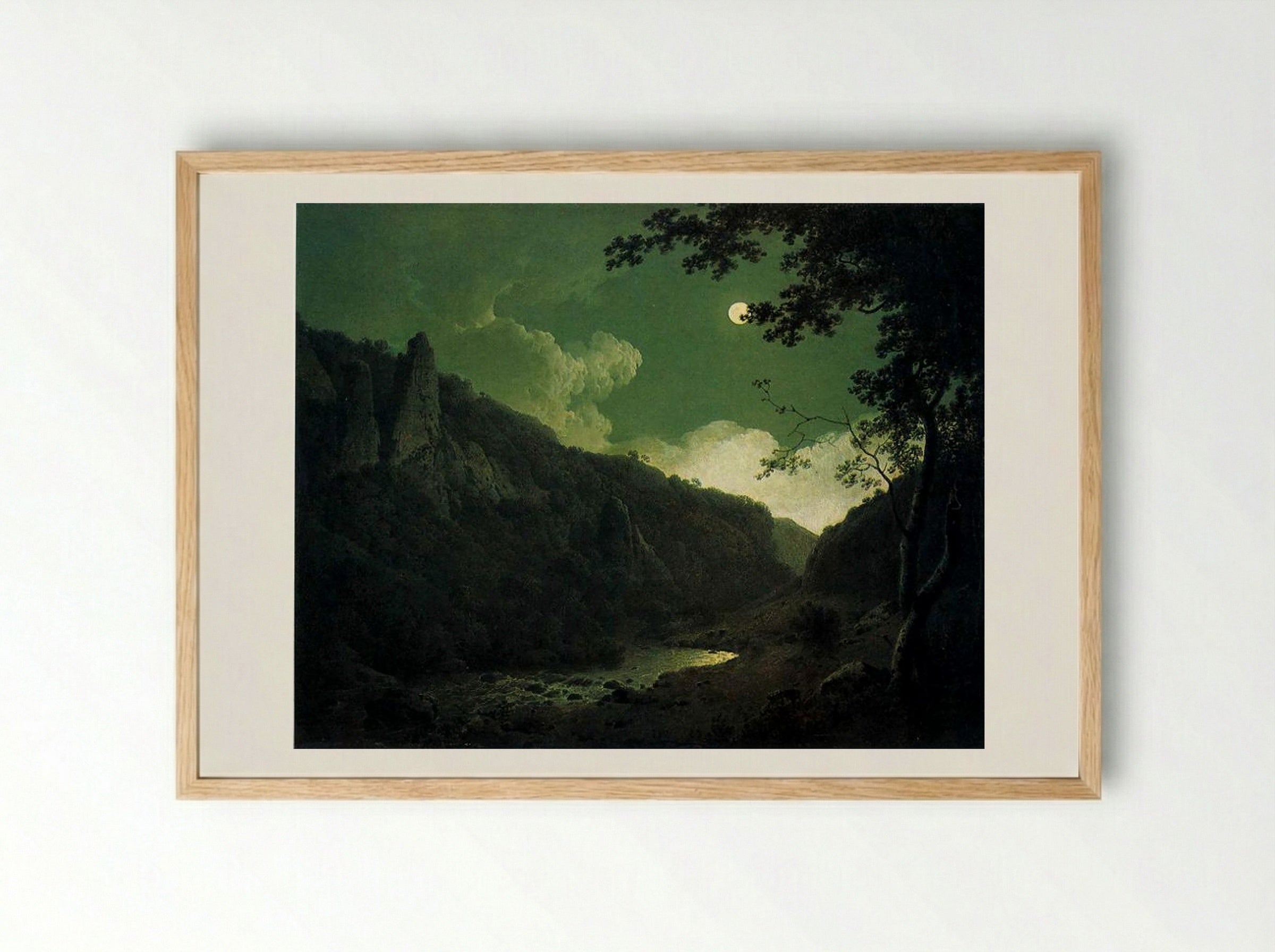 Dovedale by Moonlight - Joseph Wright - Framed Print Wood