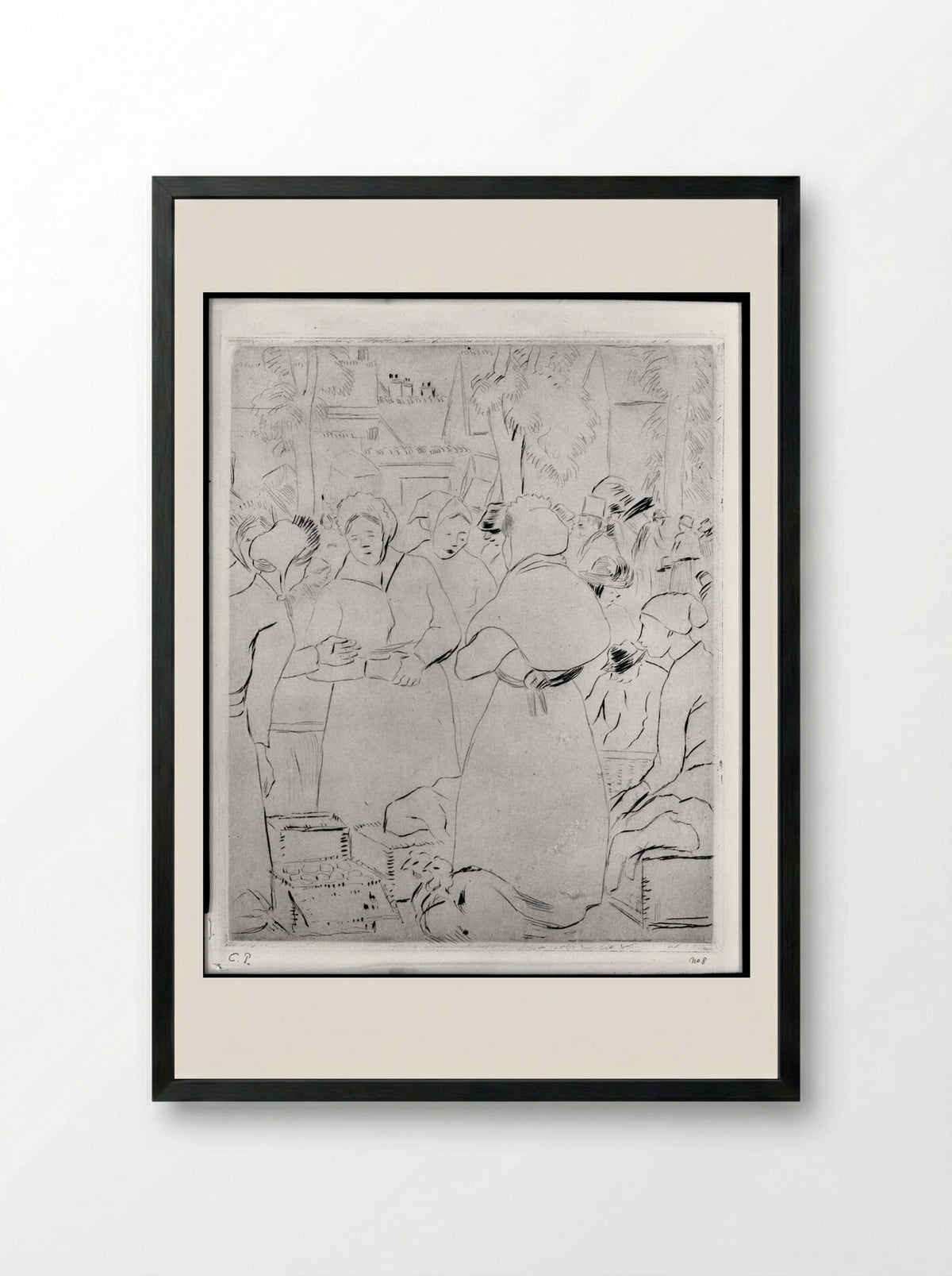 Egg Market - Camille Pissarro - Framed Print Black