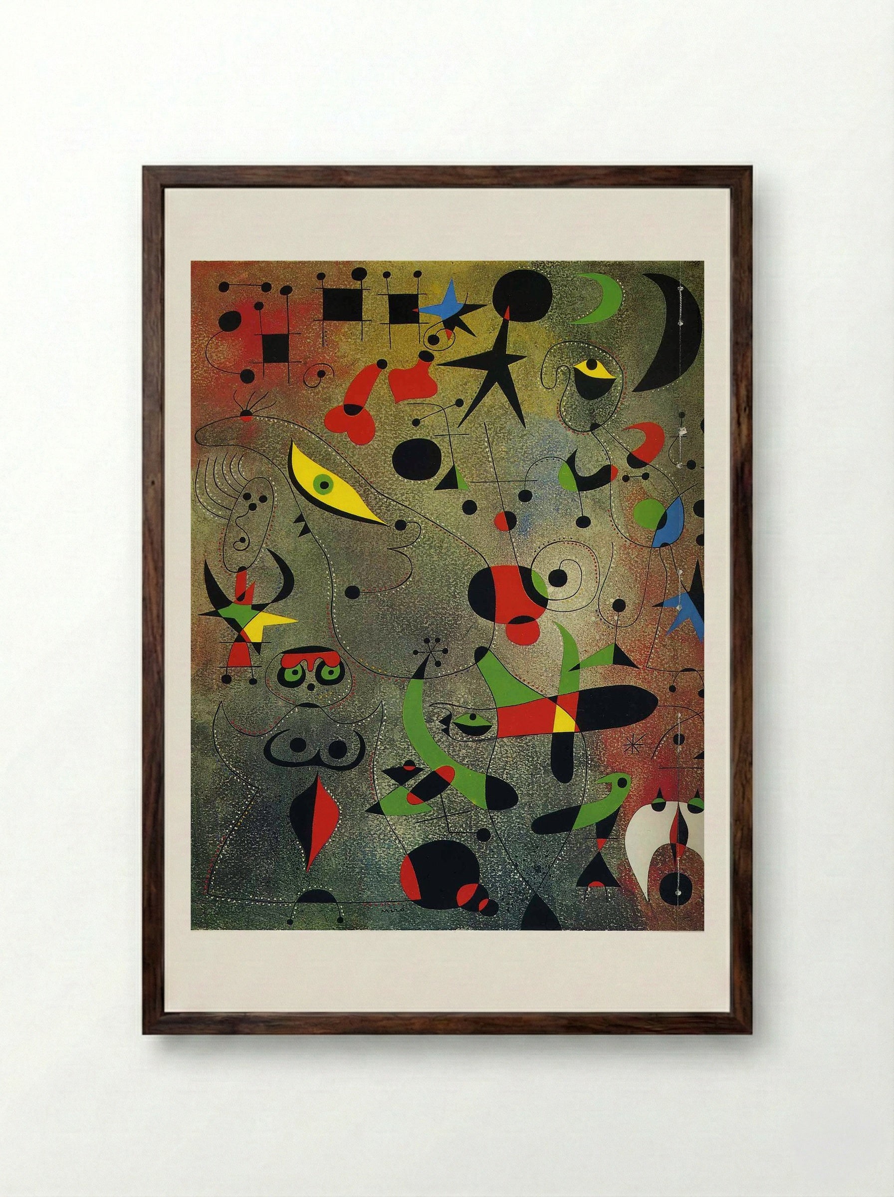 Constellation Awakening at Dawn - Joan Miró - Framed Print Dark Wood
