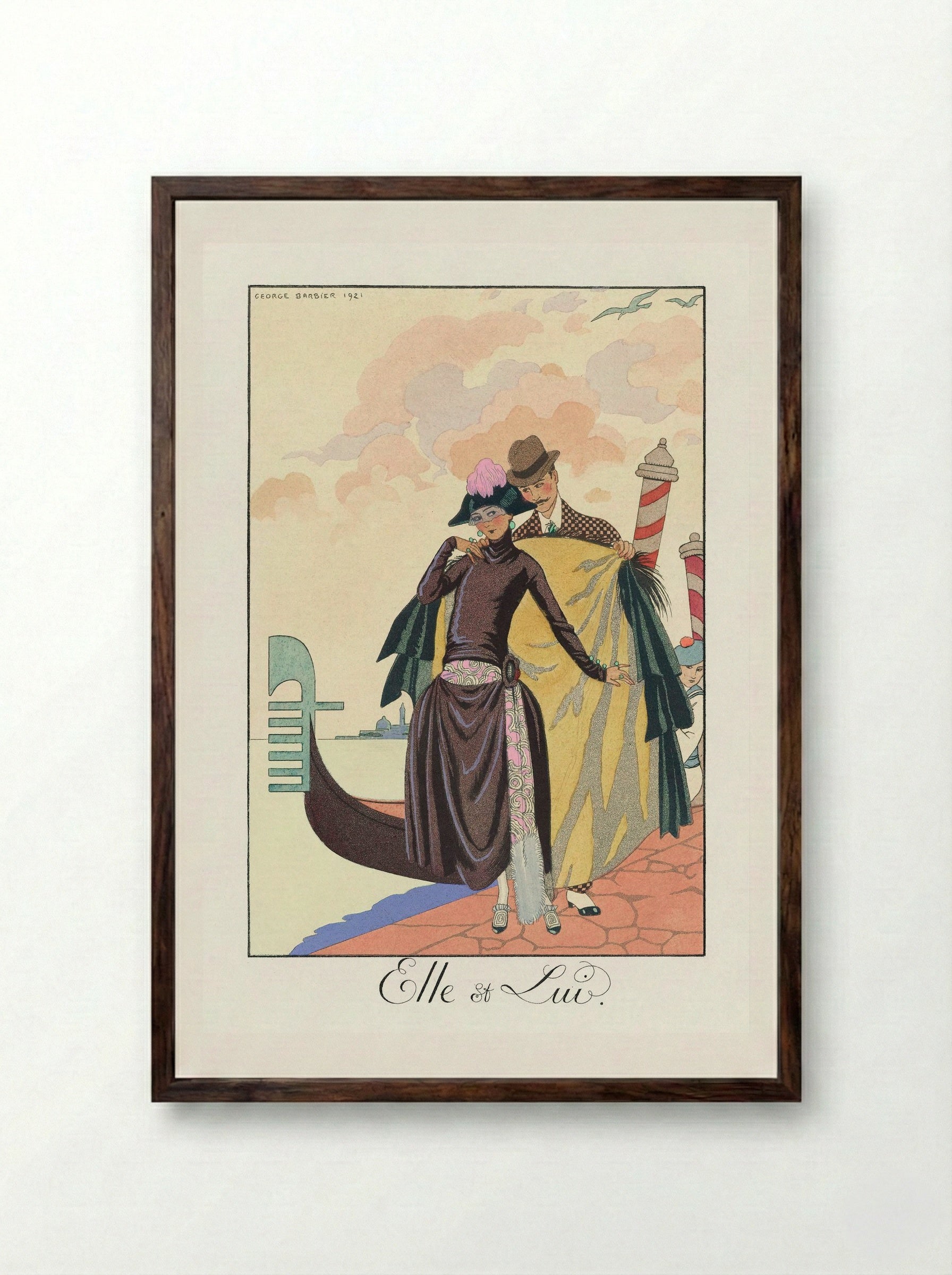 Elle et Lui - George Barbier - Framed Print Dark Wood