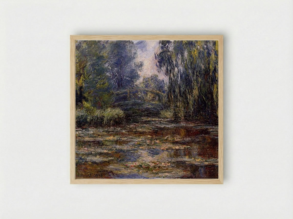 The Water Lily Pond and Bridge - Claude Monet - Framed Print Wood