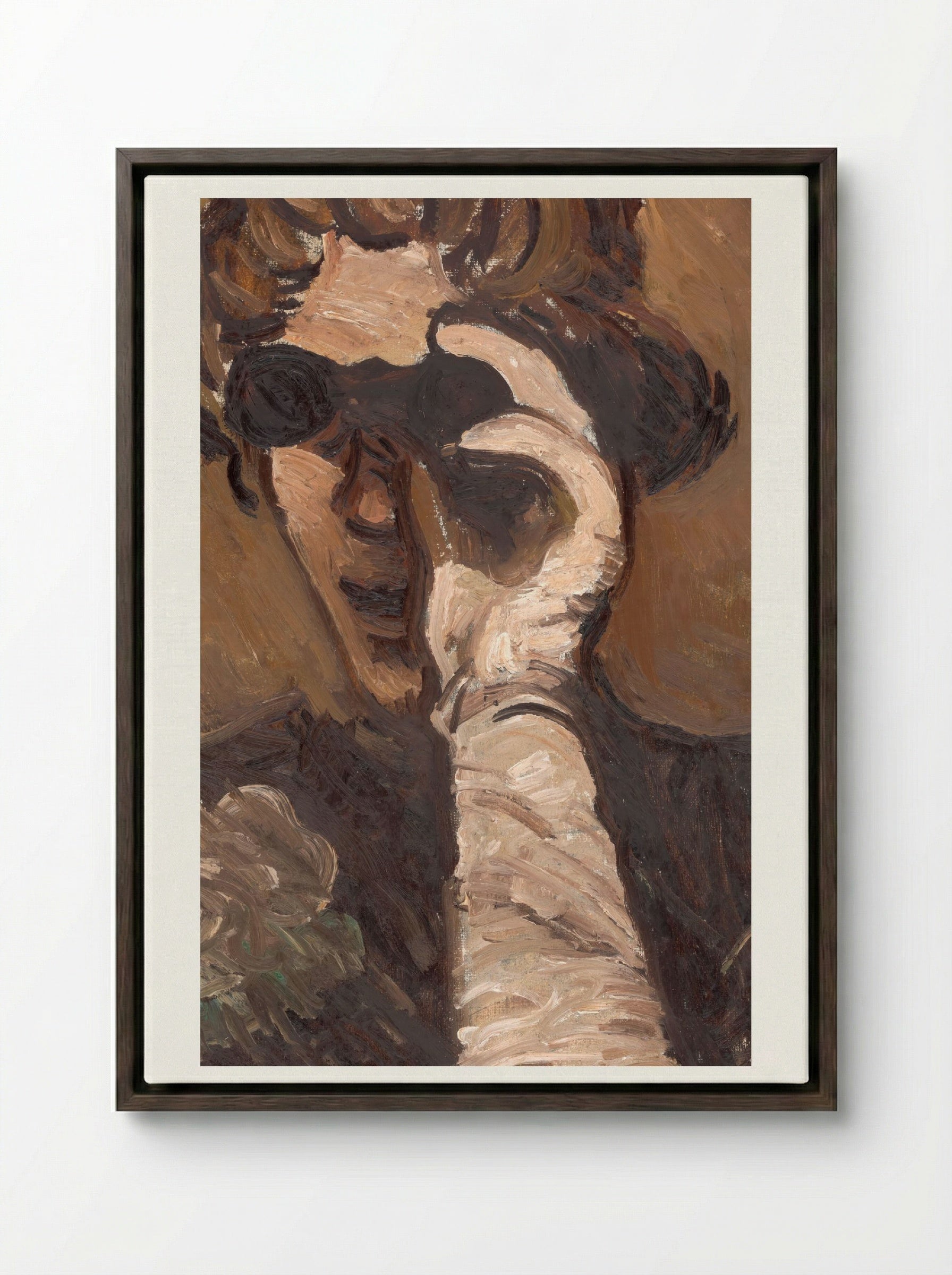 Lady with Opera Glasses - Cyprián Majerník - Framed Canvas Dark Wood