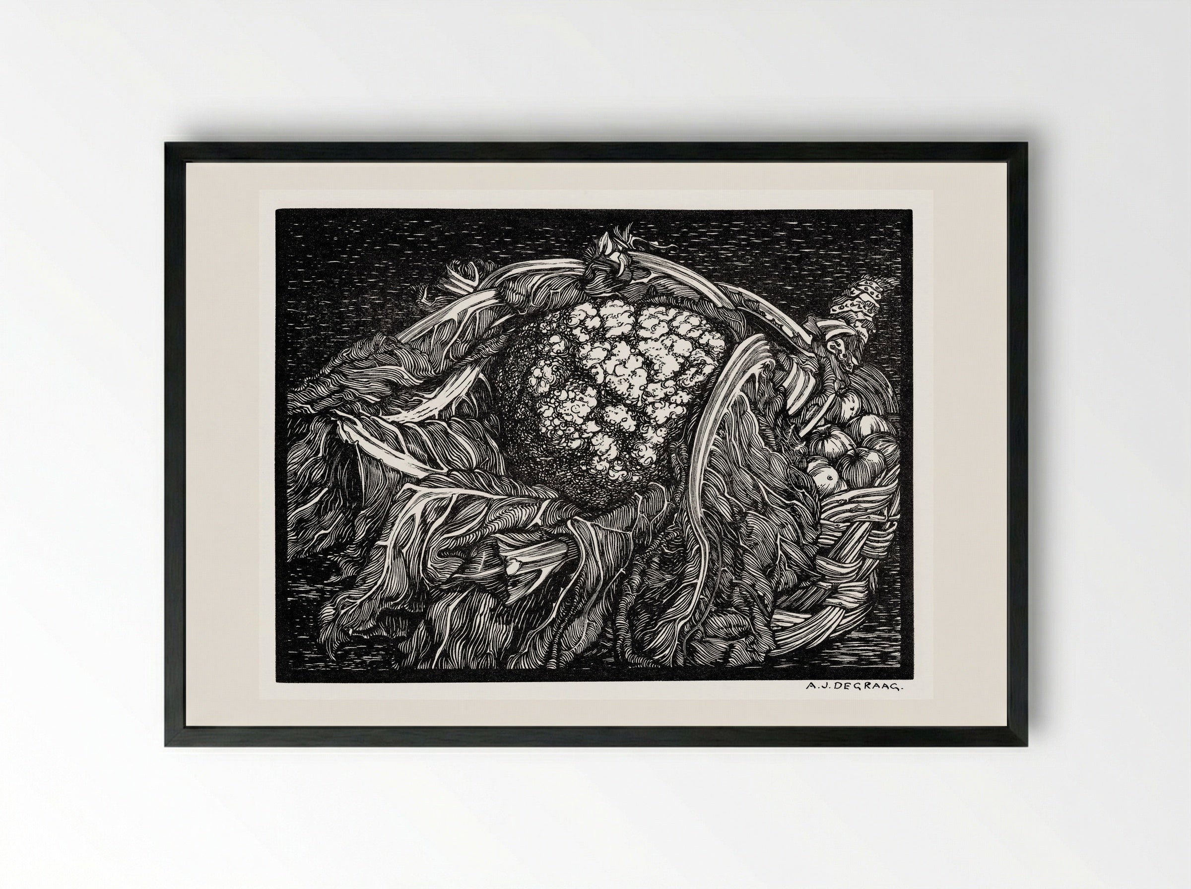 Cauliflower - Julie de Graag - Framed Print Black