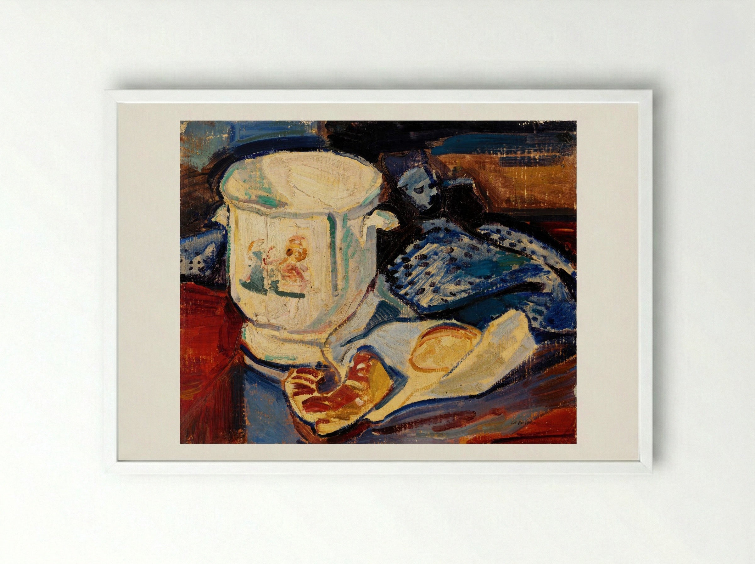 Still Life with Jardinière - Alfred Henry Maurer - Framed Print White