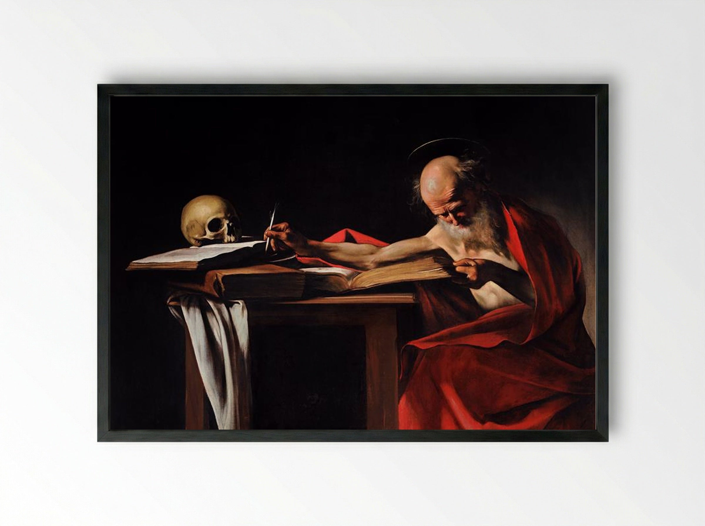 Saint Jerome Writing - Caravaggio - Framed Print Black