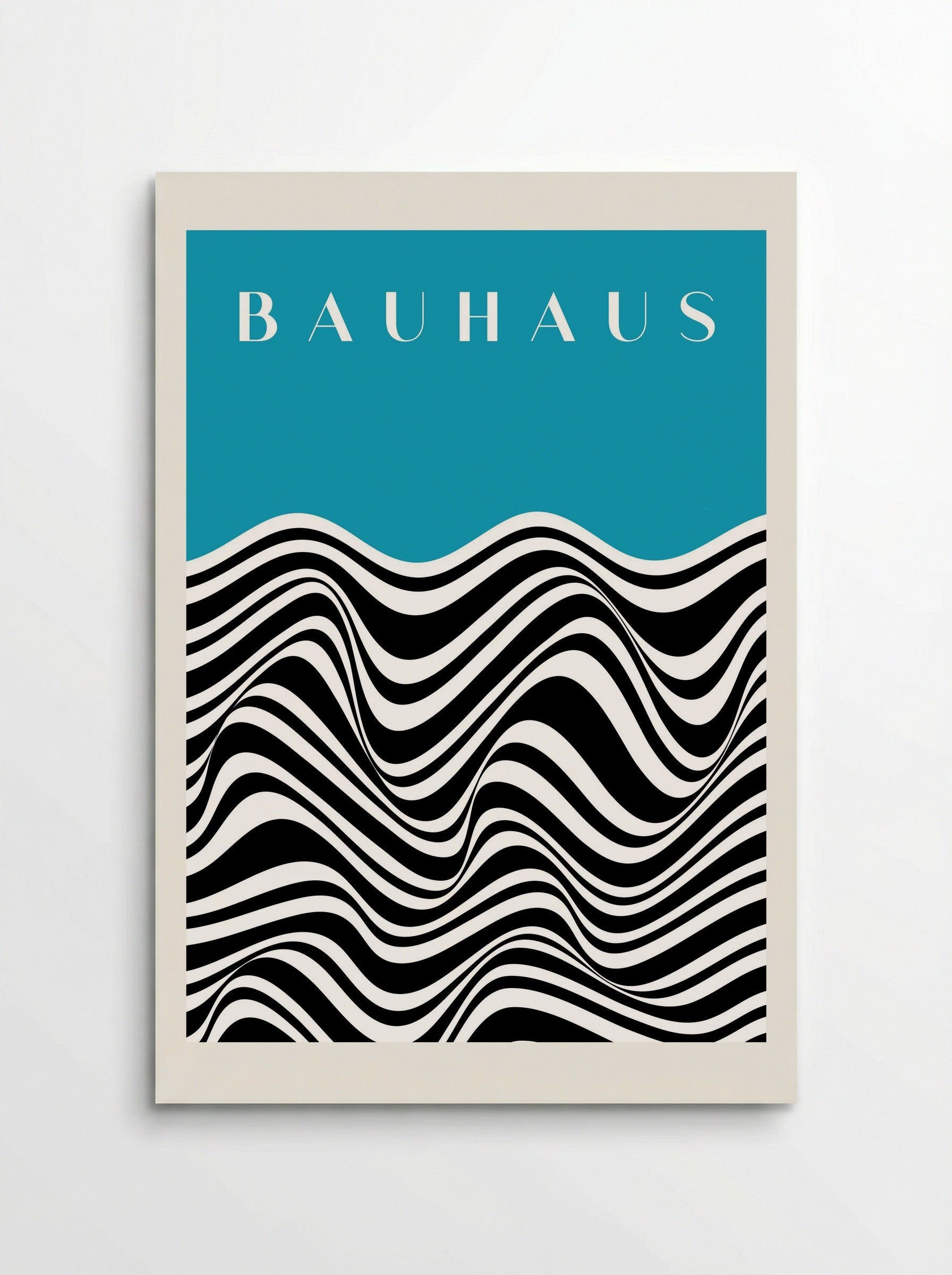 Bauhaus Waves on Cyan - Poster