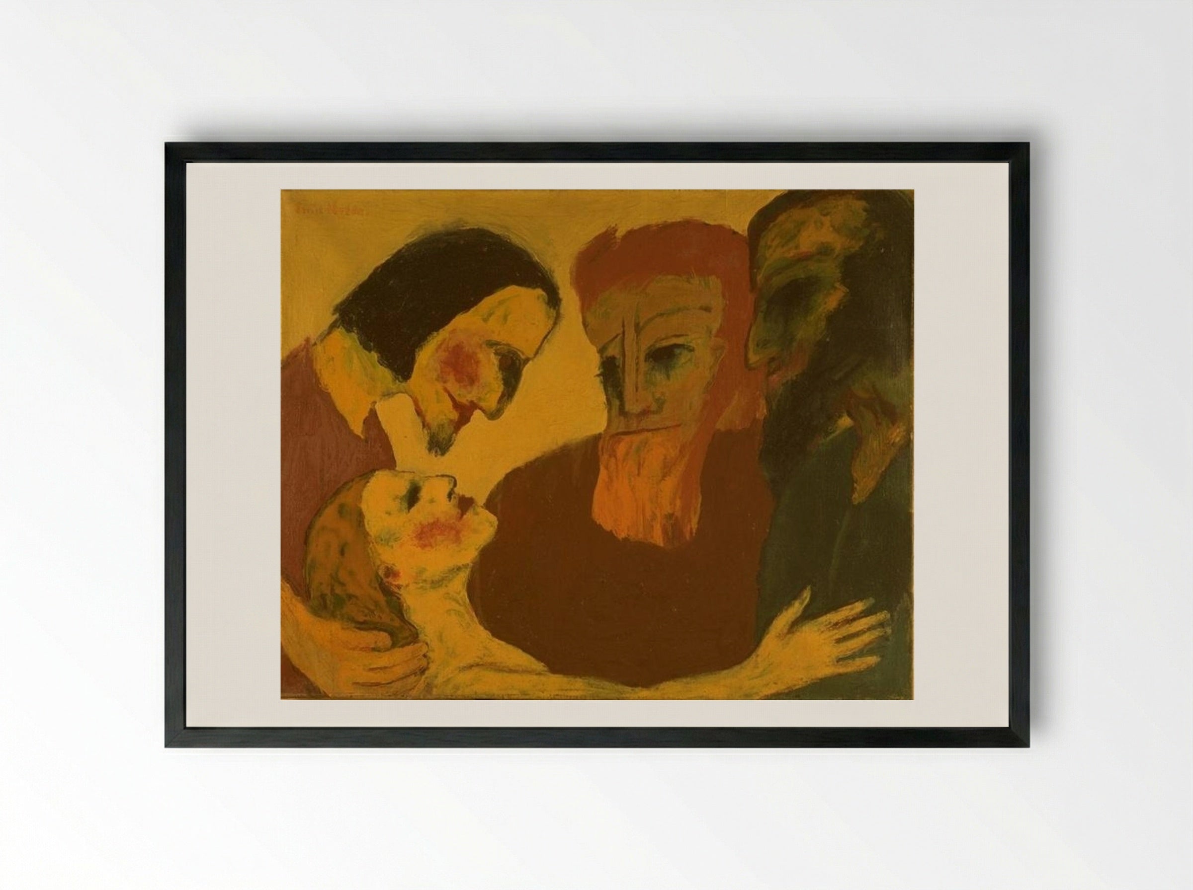 Jesus Christ and the Sinner - Emil Nolde - Framed Print Black
