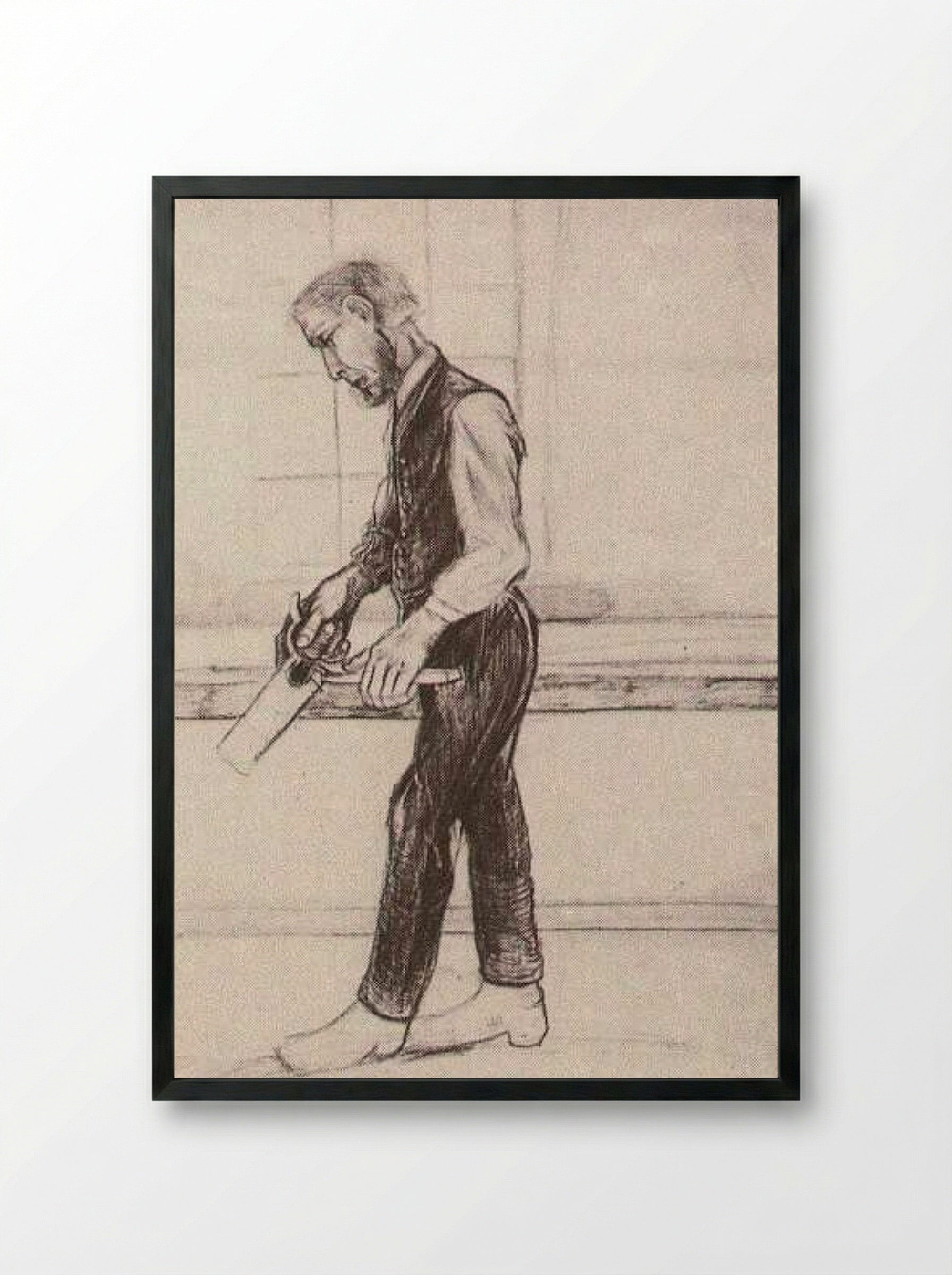 Carpenter (Man with Saw) - Vincent van Gogh - Framed Print Black