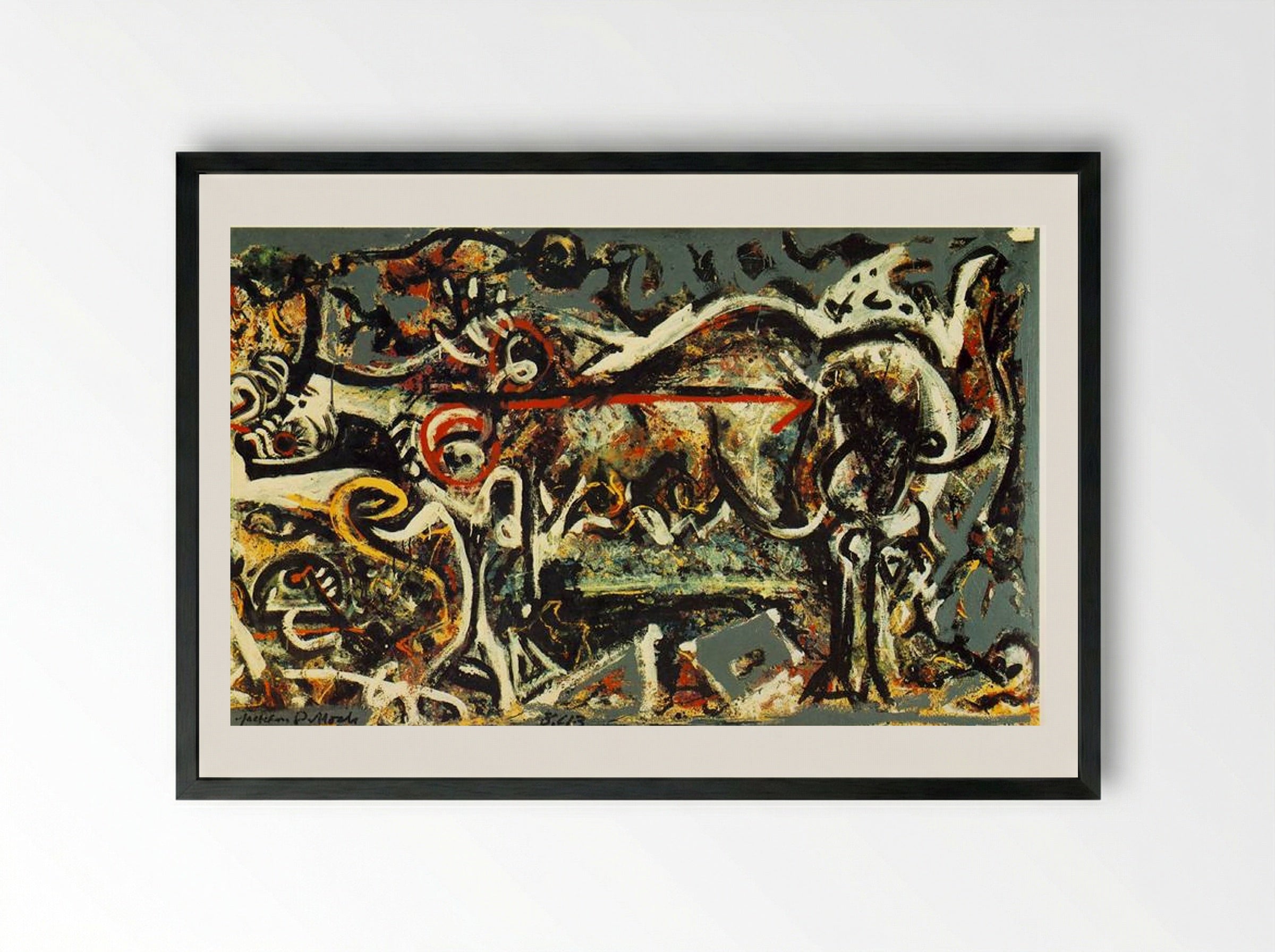 The She-Wolf - Jackson Pollock - Framed Print Black