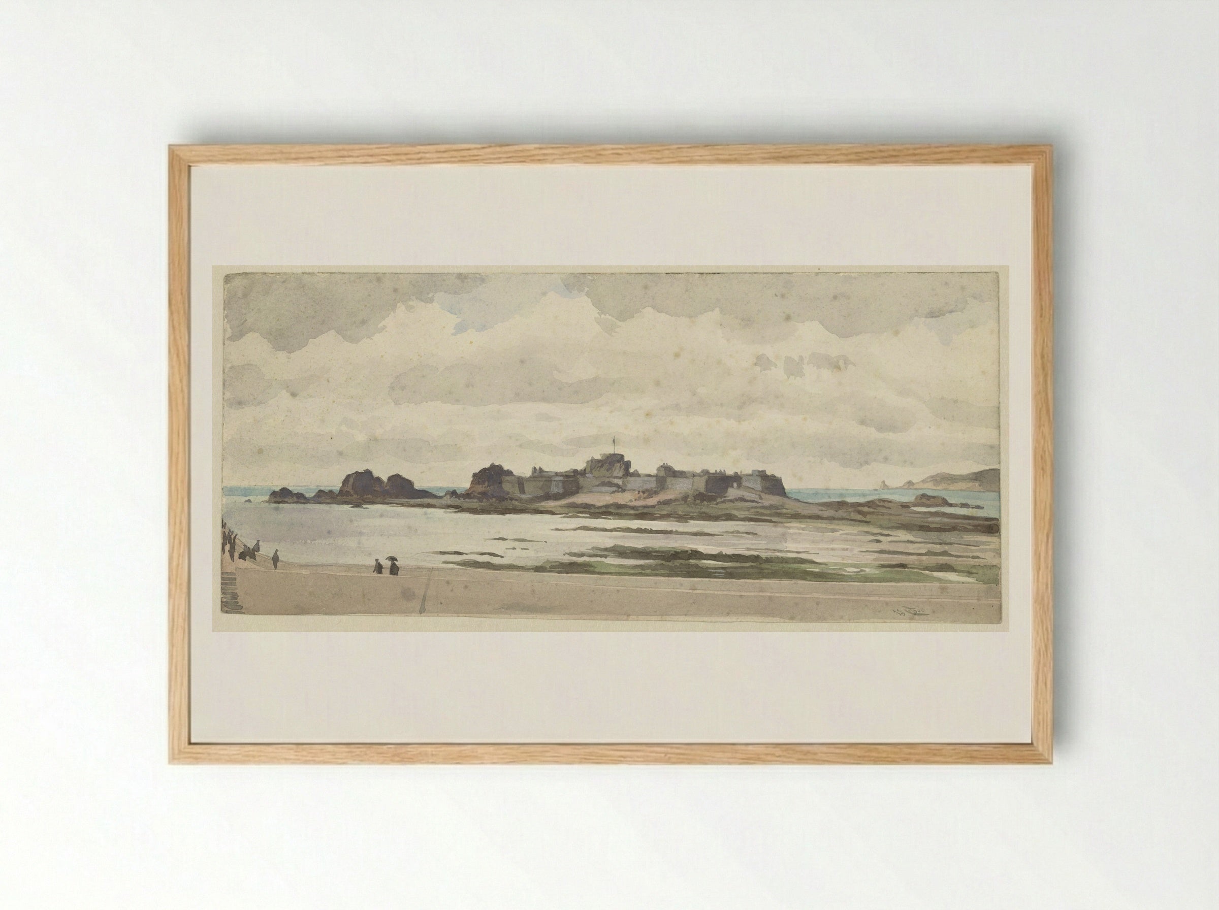 Kasteel of vesting aan de kust - James Tissot - Framed Print Wood