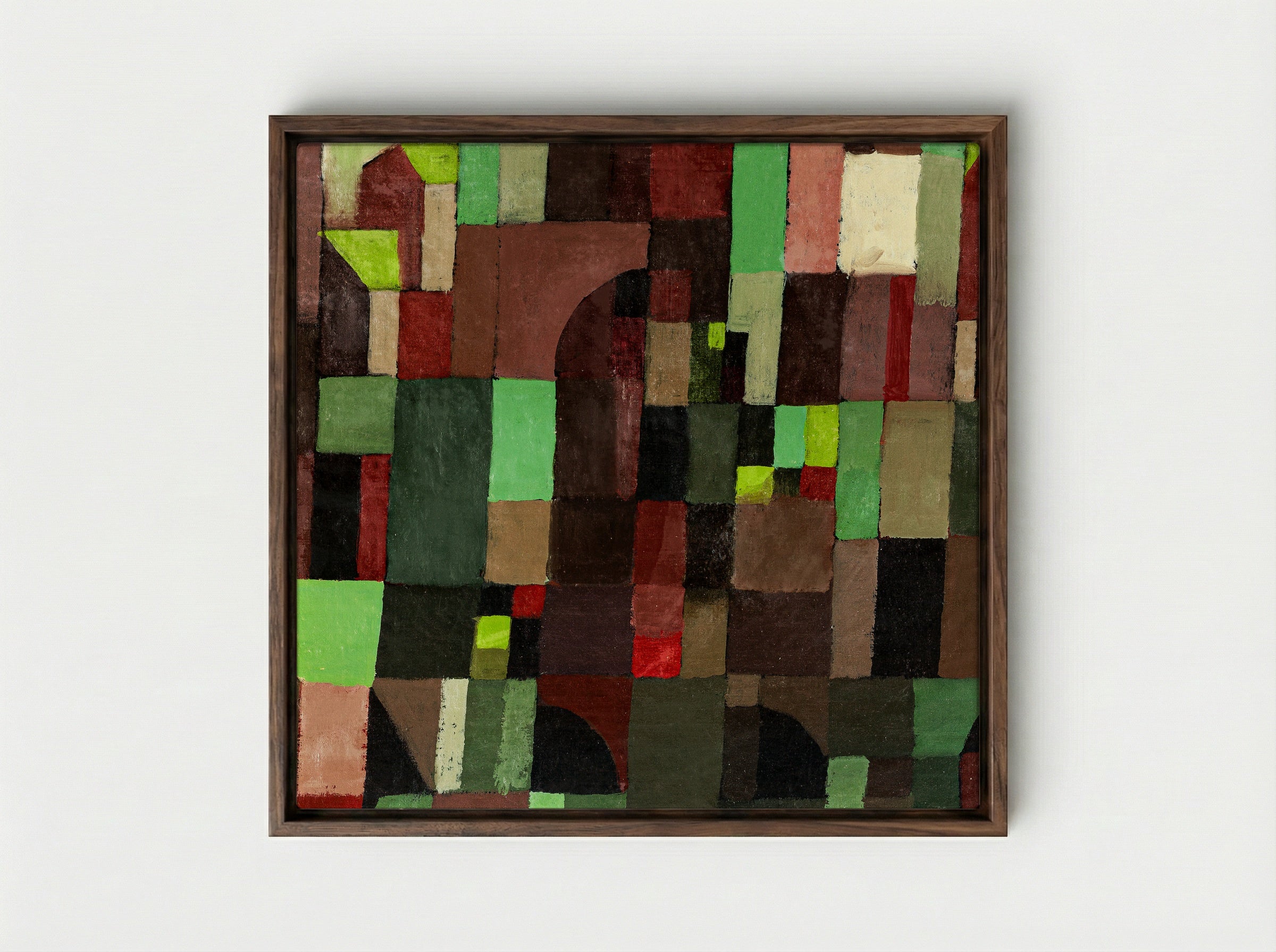 Red and Green Architecture - Paul Klee - Framed Canvas Dark Wood