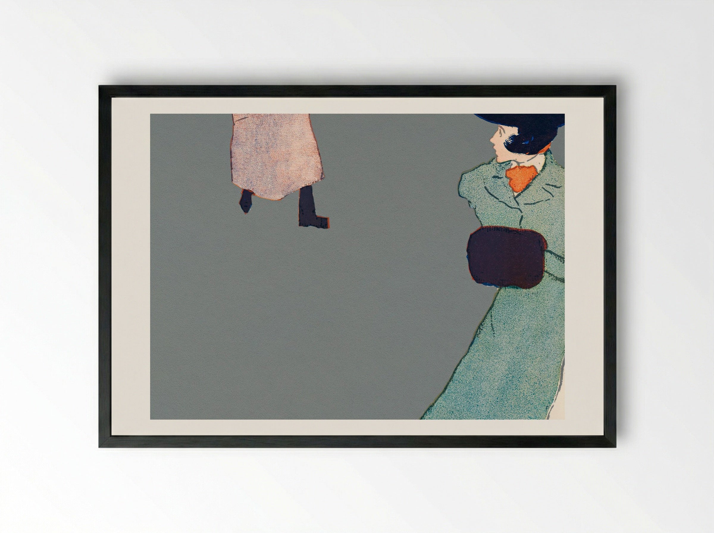 Man and Woman on Street - Edward Penfield - Framed Print Black