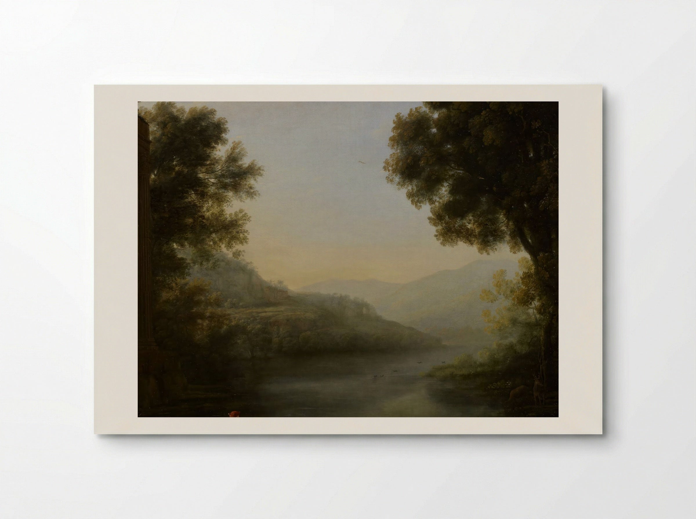 Two Goat Herders Seated on the Left Bank of a River Amidst Their Flock - Nicolaes Berchem - Poster