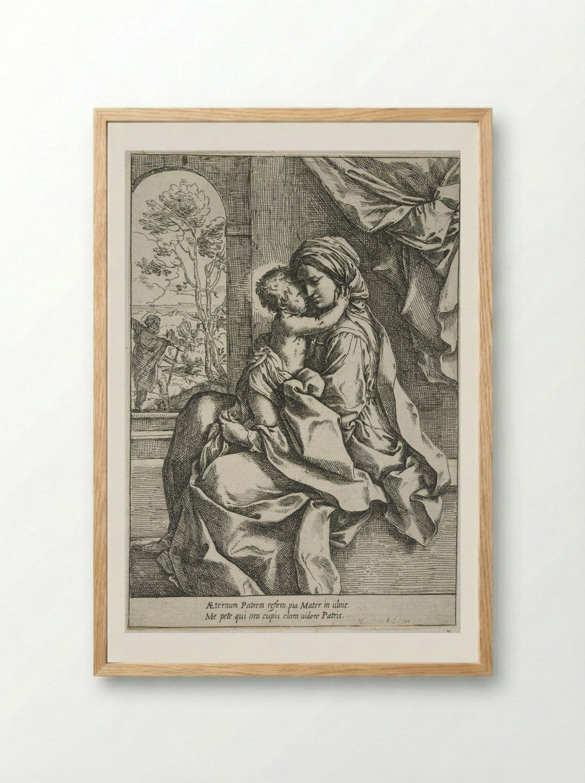 Madonna and Child, Saint Joseph in the Background - Guido Reni - Framed Print Wood