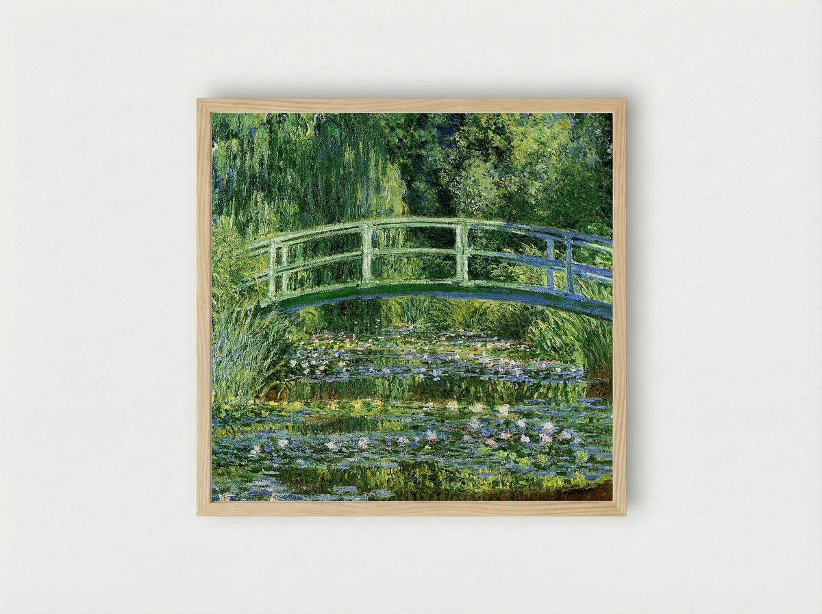 The Japanese Bridge (The Water-Lily Pond) - Claude Monet - Framed Print Wood