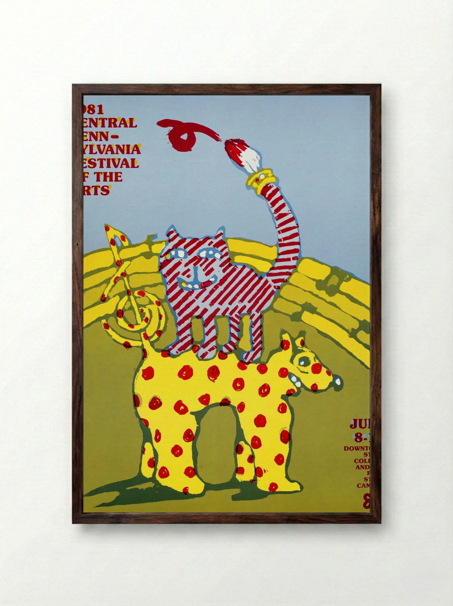1981 Central Pennsylvania Festival of the Arts Poster - Larry Scharmett - Framed Print Dark Wood