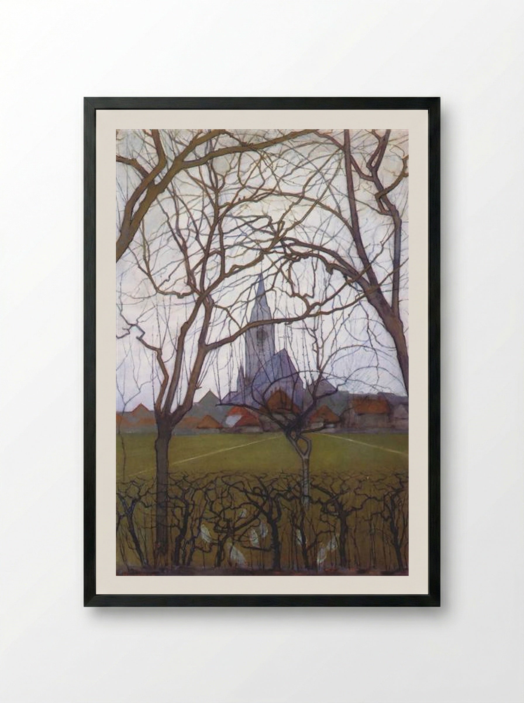 Village Church - Piet Mondrian - Framed Print Black
