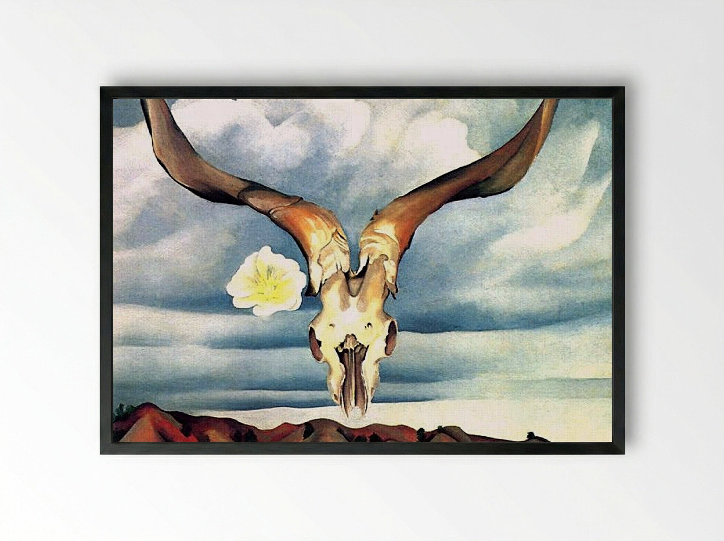 Ram's Head, White Hollyhock, Hills - Georgia O'Keeffe - Framed Print Black