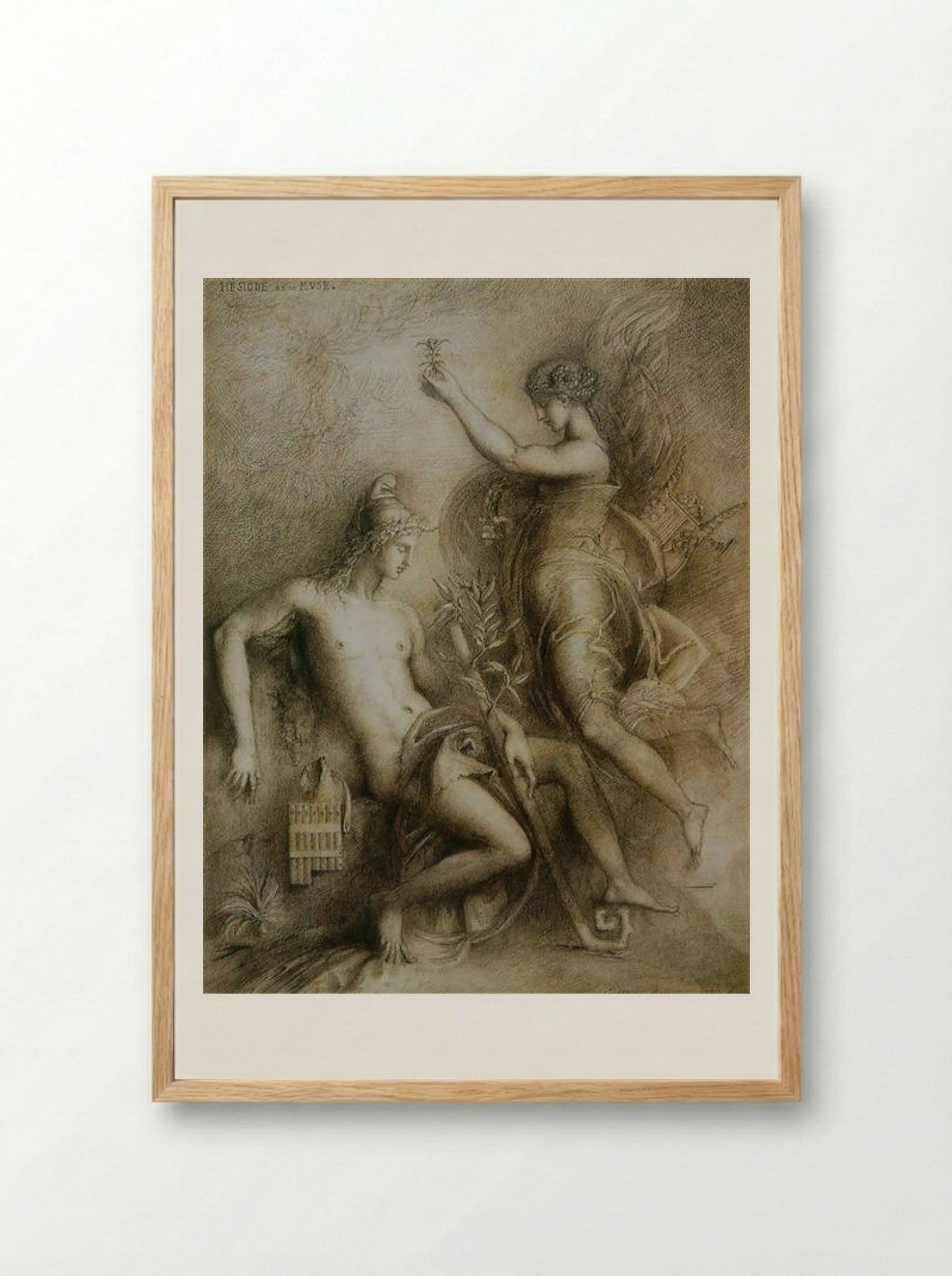 Hesiod and the Muse - Gustave Moreau - Framed Print Wood