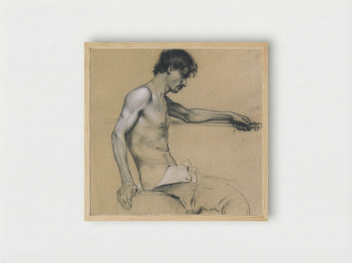 Male Nude Study - Koloman Moser - Framed Print Wood