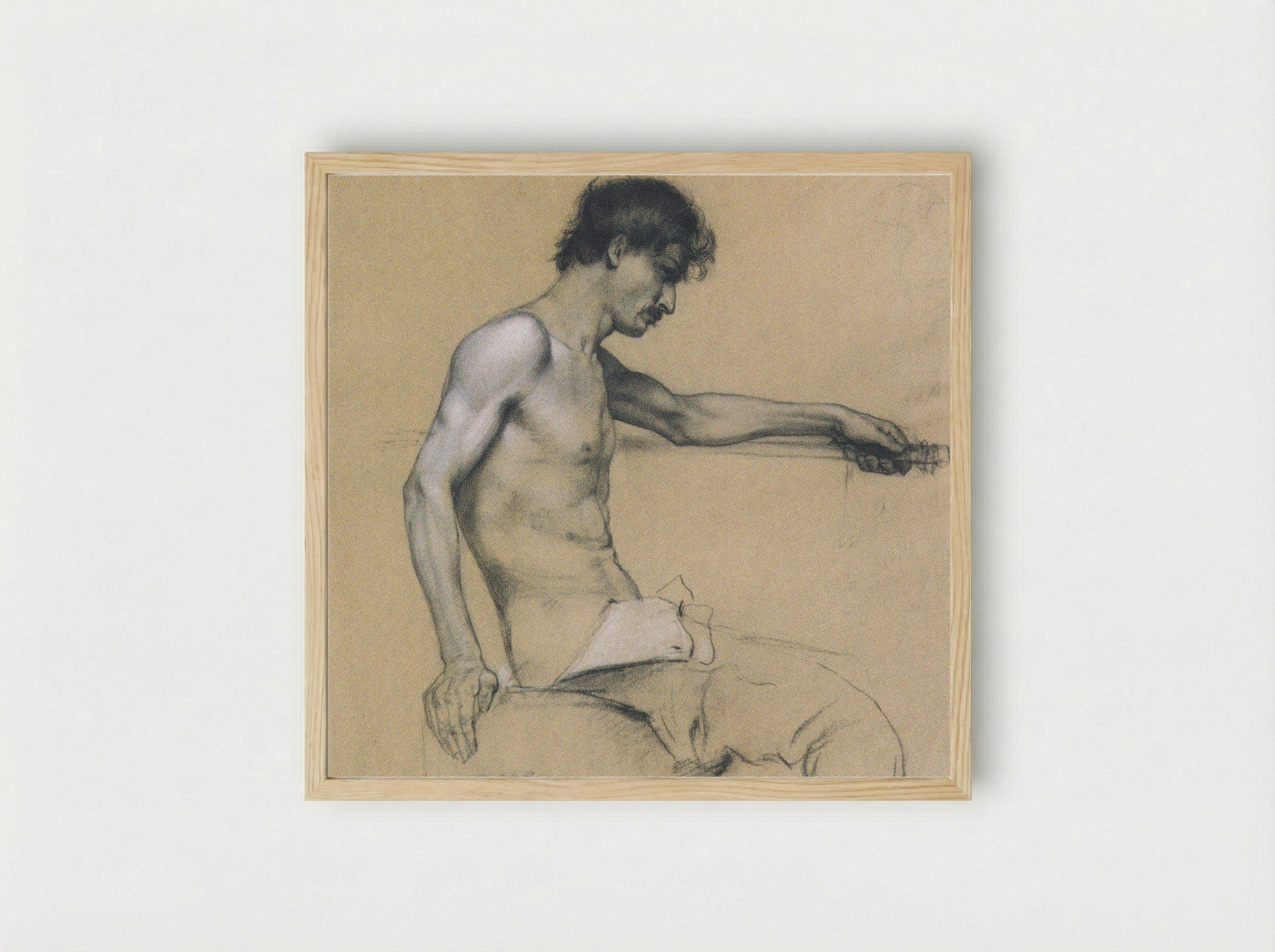 Male Nude Study - Koloman Moser - Framed Print Wood