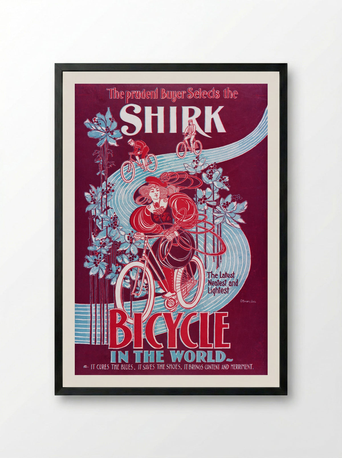 The Prudent Buyer Selects the Shirk Bicycle - Ottmann Lith. Co. - Framed Print Black