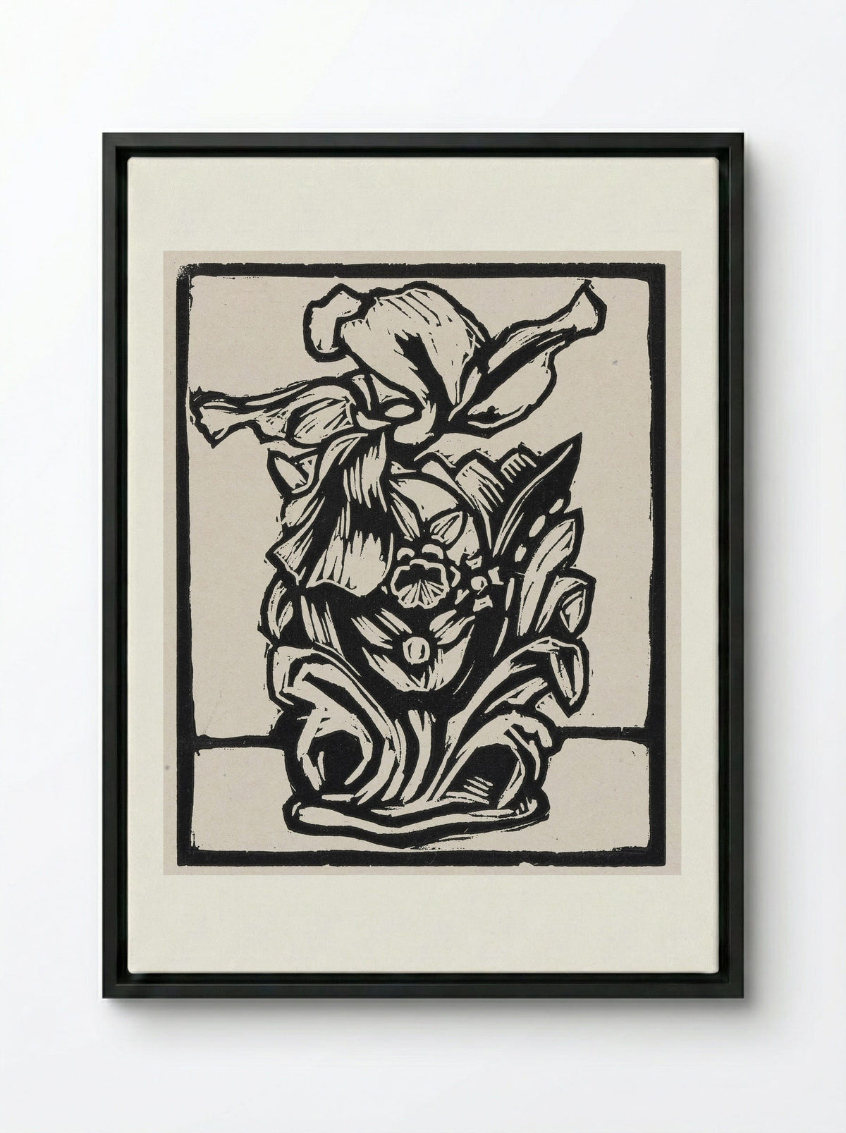 Iris in Vase - Fine Art Print - Framed Canvas Black