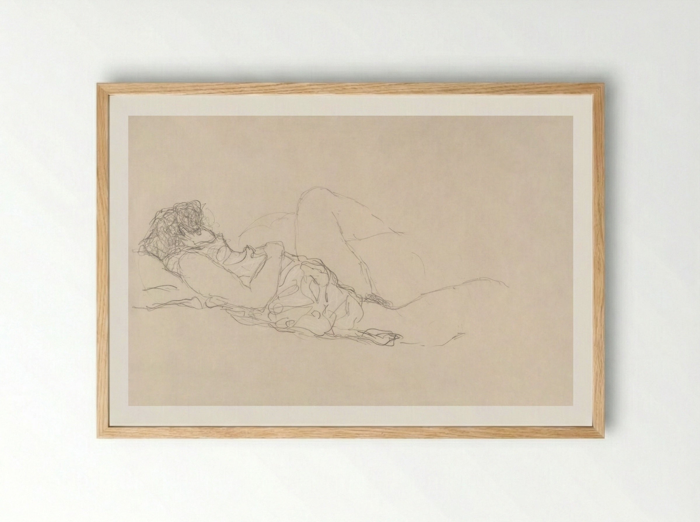 Sleeping Woman - Gustav Klimt - Framed Print Wood